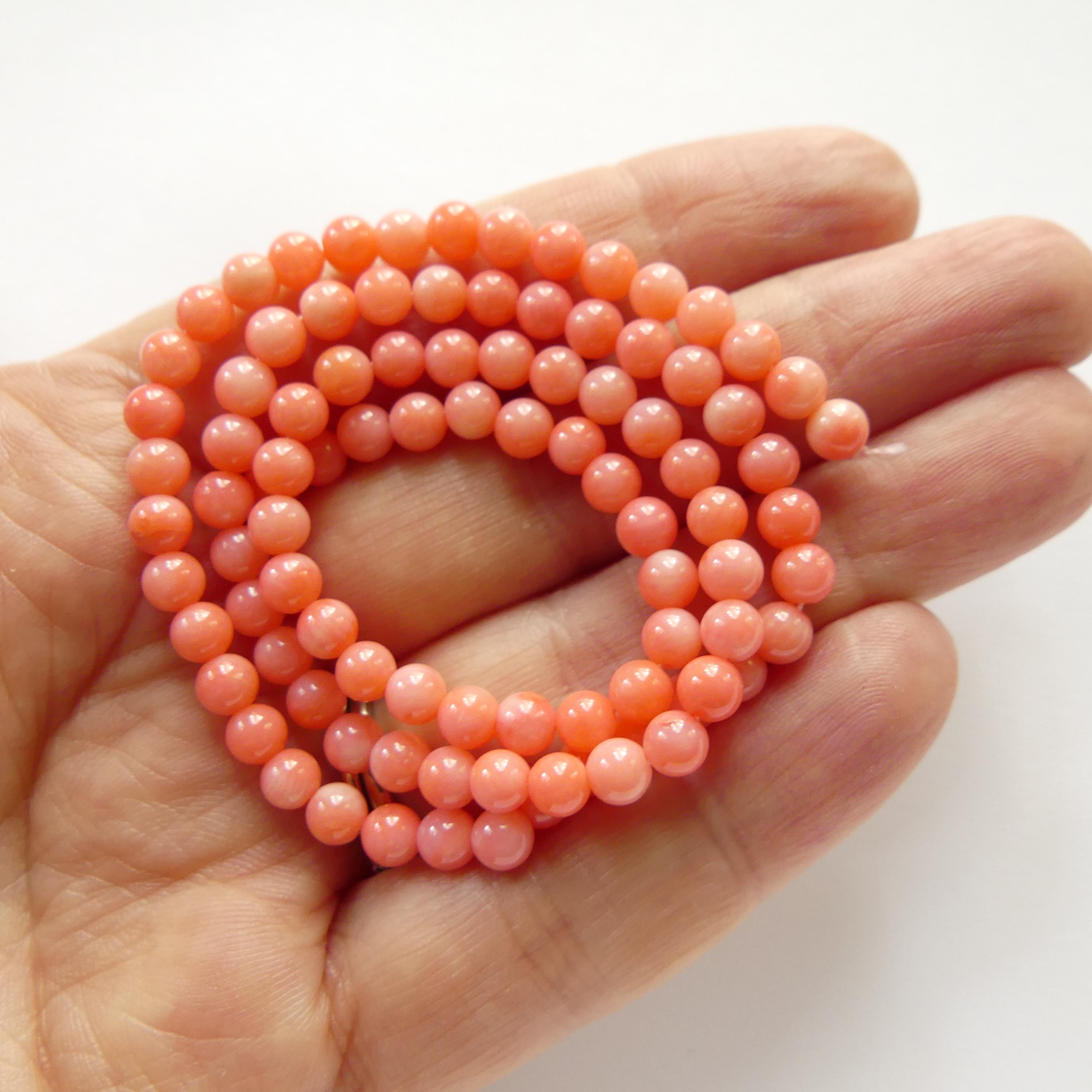 4.5mm Natural Pink Coral Beads Smooth Genuine Coral Beads Red Gemstone Beads for Jewelry Making Gift for crafter