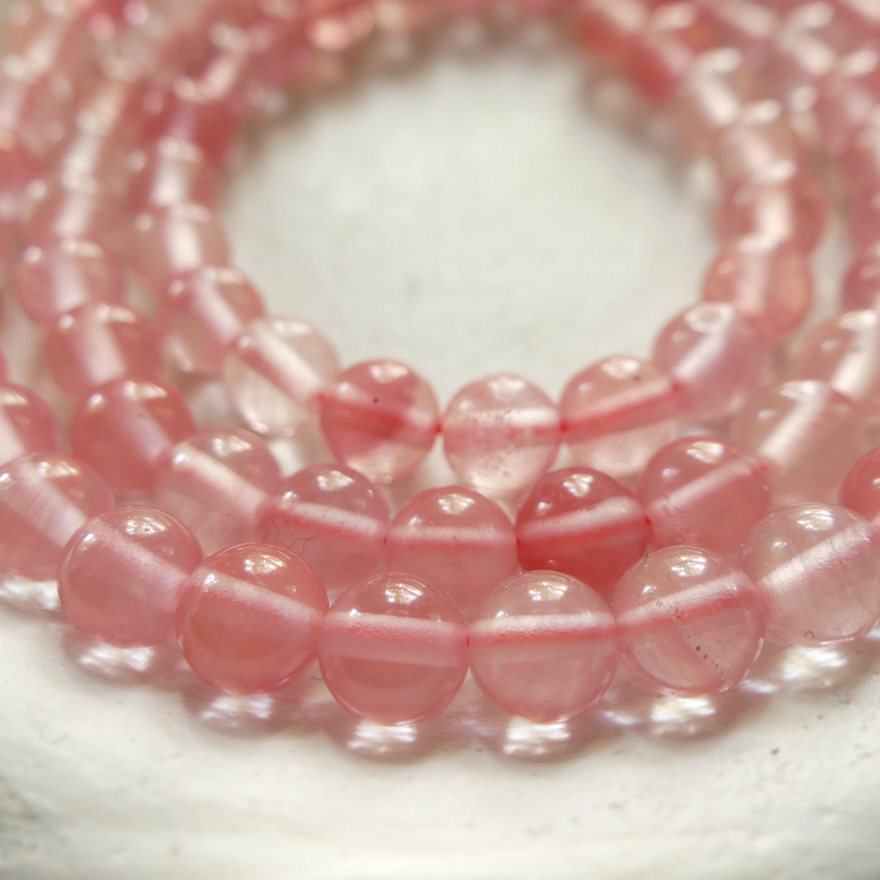 4mm Watermelon Quartz Beads Smooth 15" Cherry Quartz Genuine Gemstone Beads for Jewelry Making Beading Craft Gift Beads