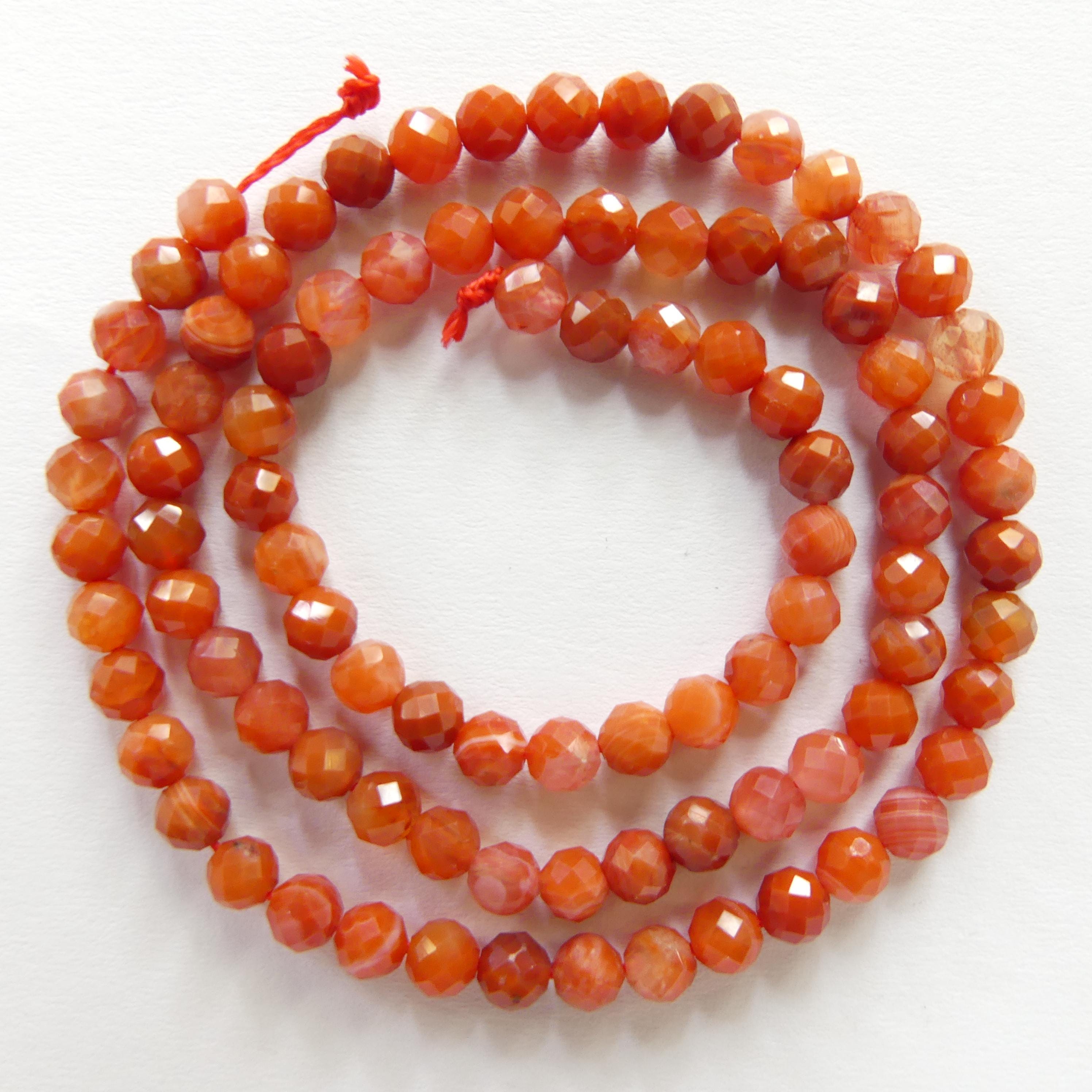 4mm Natural AAA Carnelian Faceted Beads 15" Genuine Gemstone Beads for Jewelry Making Beading Craft Gift Beads Self-Love Abundance