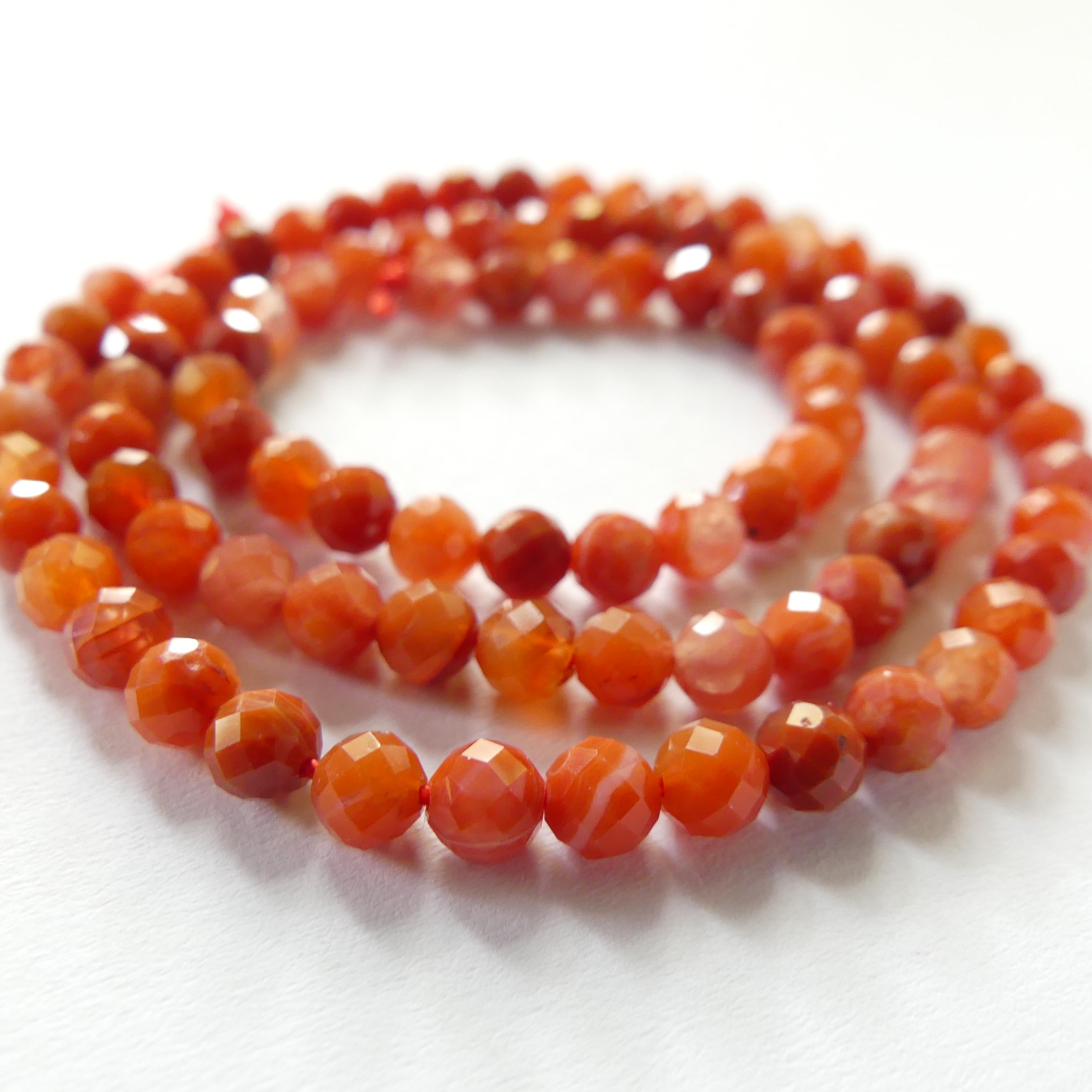 4mm Natural AAA Carnelian Faceted Beads 15" Genuine Gemstone Beads for Jewelry Making Beading Craft Gift Beads Self-Love Abundance
