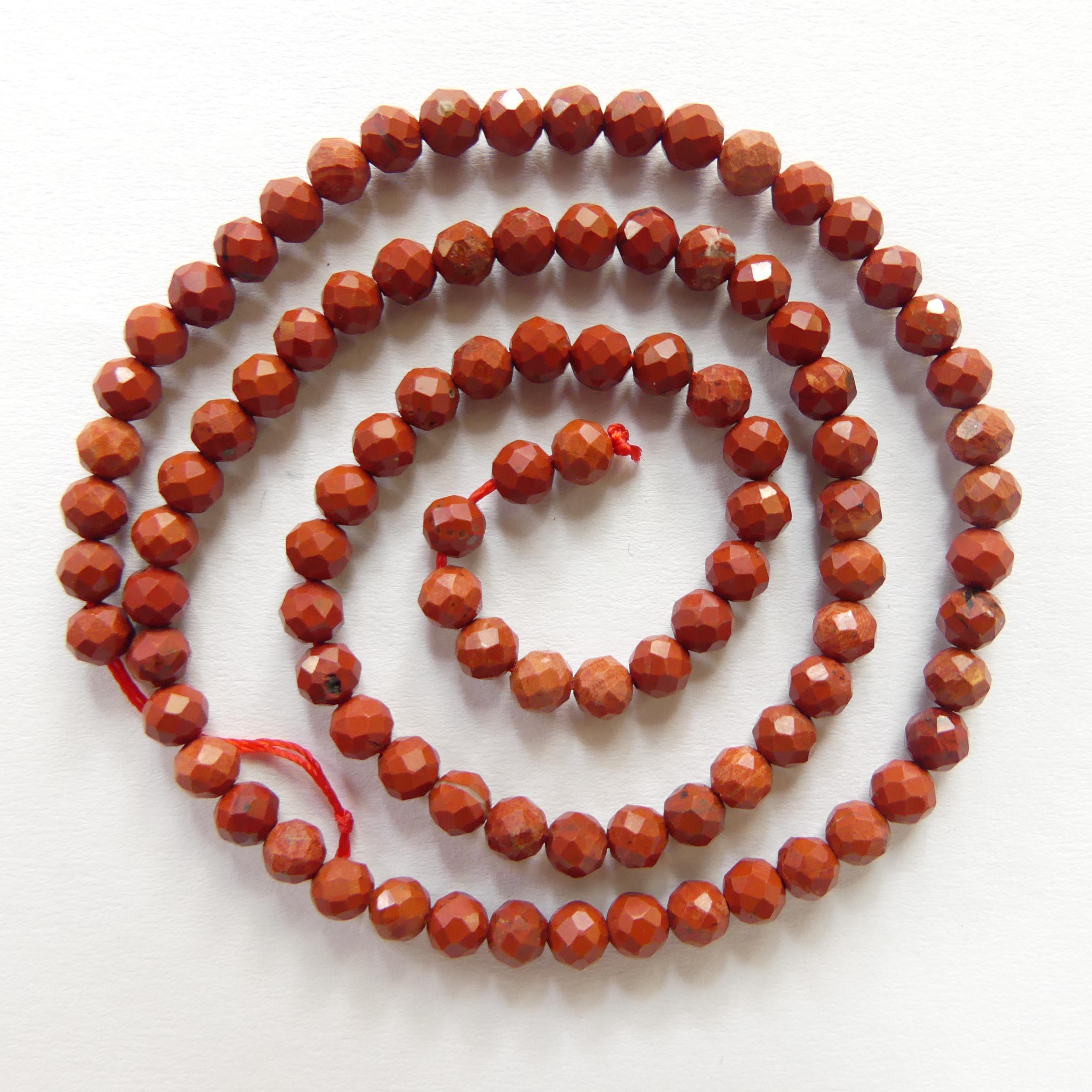 4mm Red Jasper Beads Faceted Genuine Small Red Jasper Beads 15" Gemstone Beads for Jewelry Making Beading Gift for Crafter