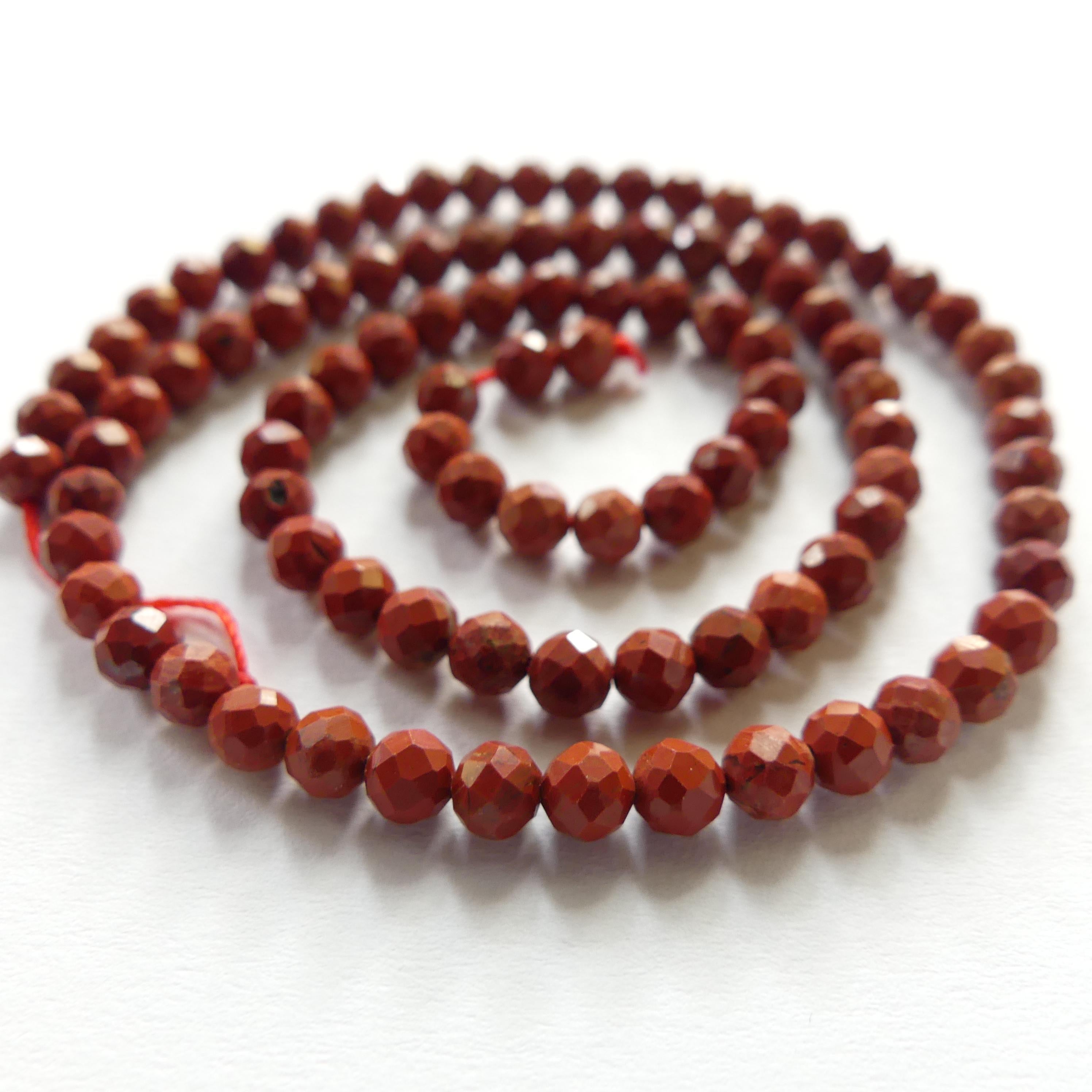 4mm Red Jasper Beads Faceted Genuine Small Red Jasper Beads 15" Gemstone Beads for Jewelry Making Beading Gift for Crafter