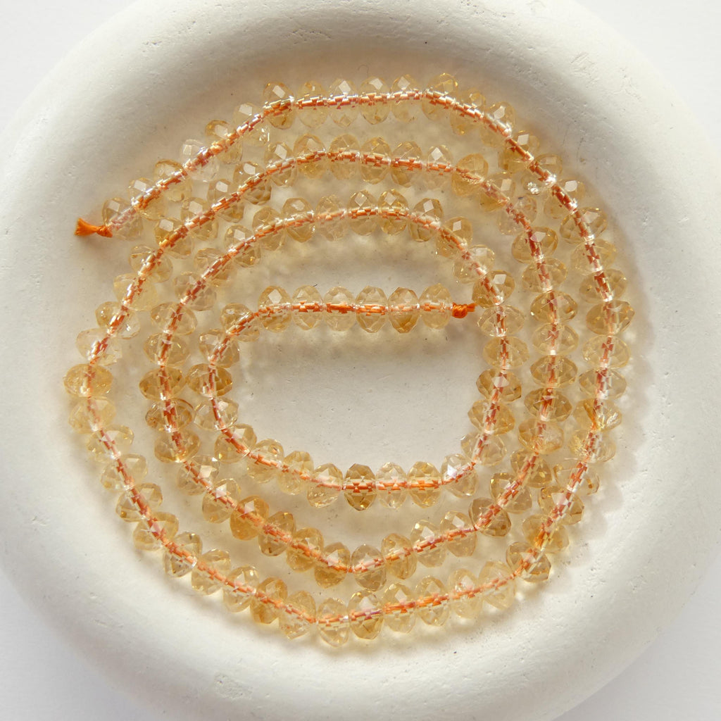 4.5mm Natural AAA Citrine Beads Faceted Rondel 15" Raw Genuine Gemstone Beads Jewelry Making Beading Craft Gift Beads November Birthstone