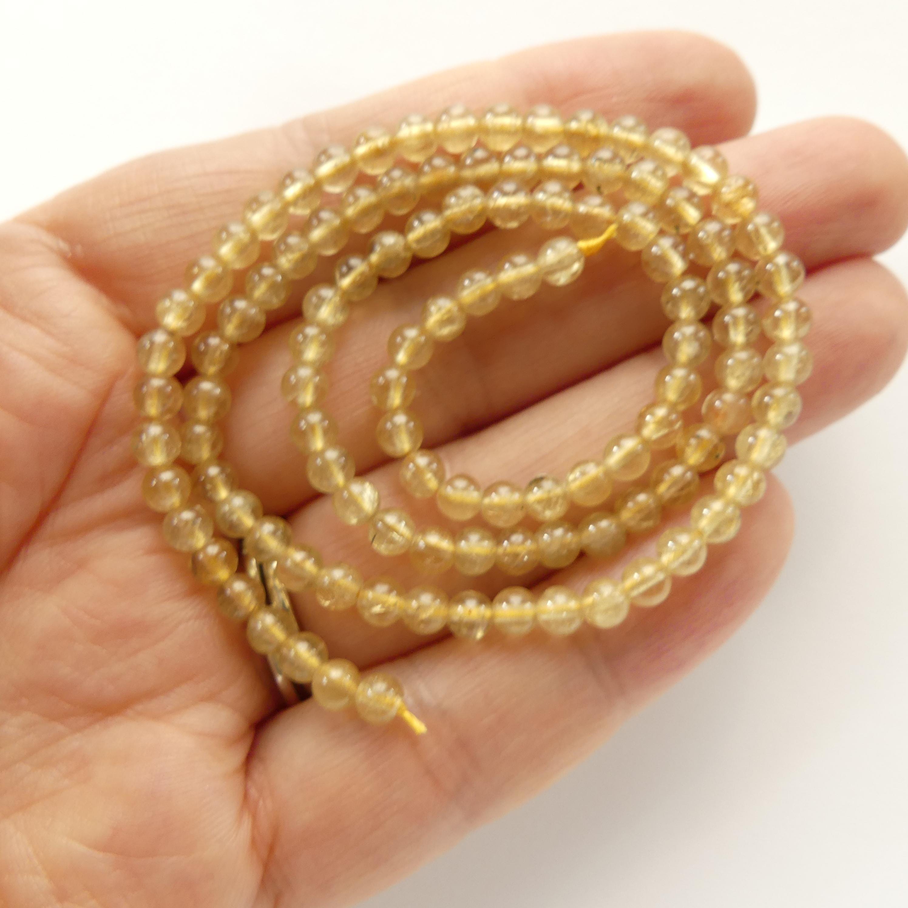 4mm Yellow Apatite Smooth Beads 15" Genuine Gemstone Beads for Jewelry Making Beading Craft Gift Beads