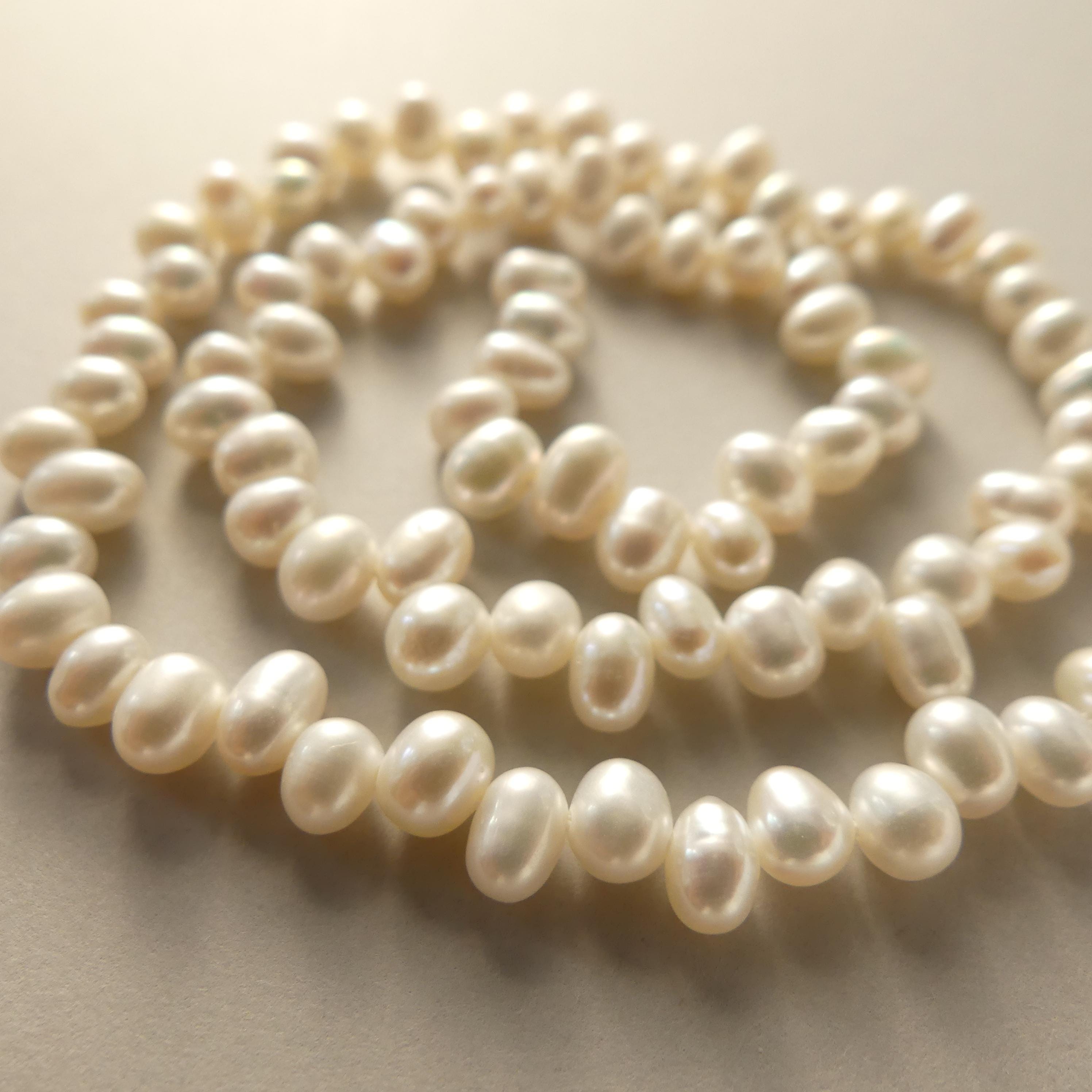 4mm 6mm AAA Freshwater Pearl Beads Potato White Baroque Cluster Pearls 14" Off Center Drilled Pearls Beading Crafter Gift June Birthstone