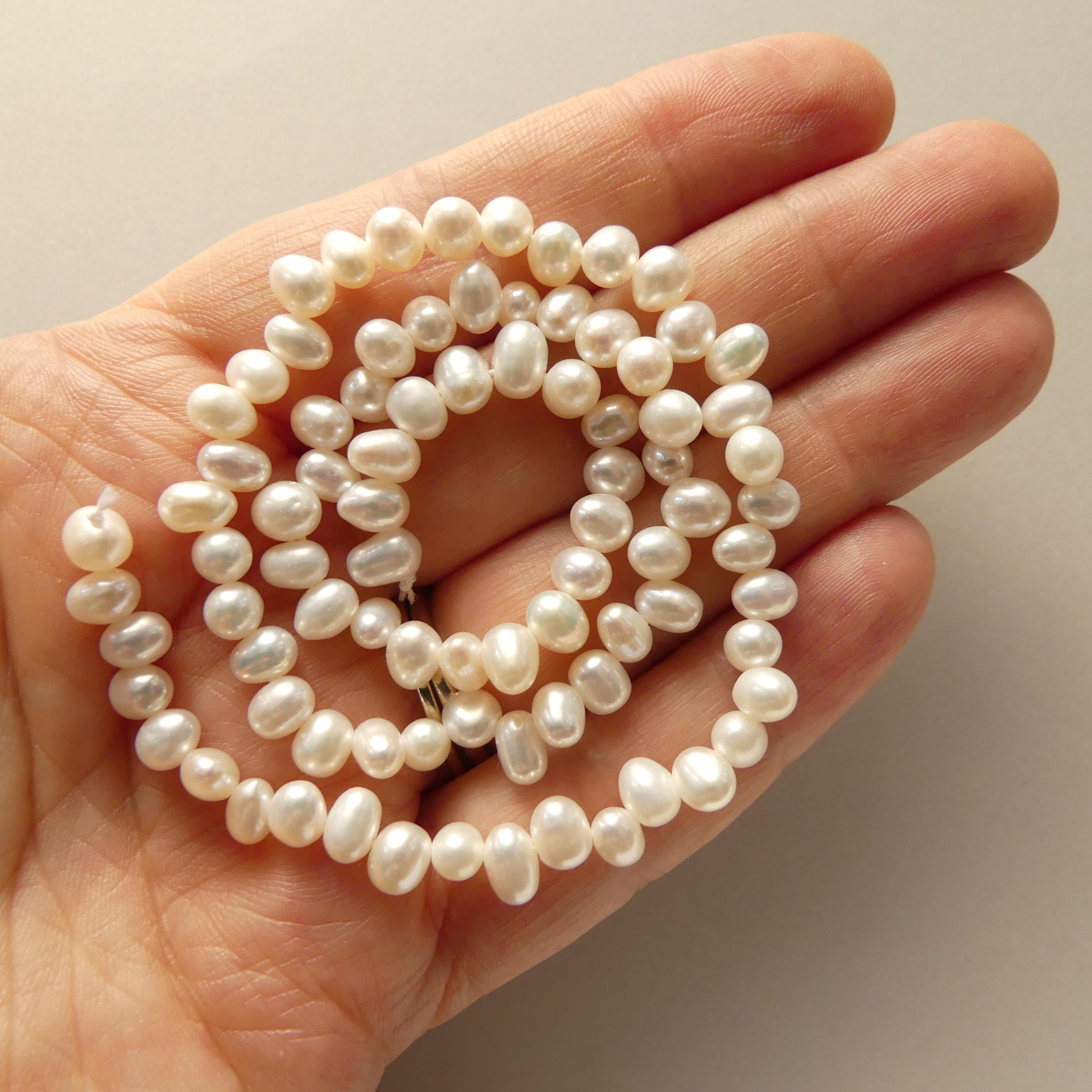 4mm 6mm AAA Freshwater Pearl Beads Potato White Baroque Cluster Pearls 14" Off Center Drilled Pearls Beading Crafter Gift June Birthstone