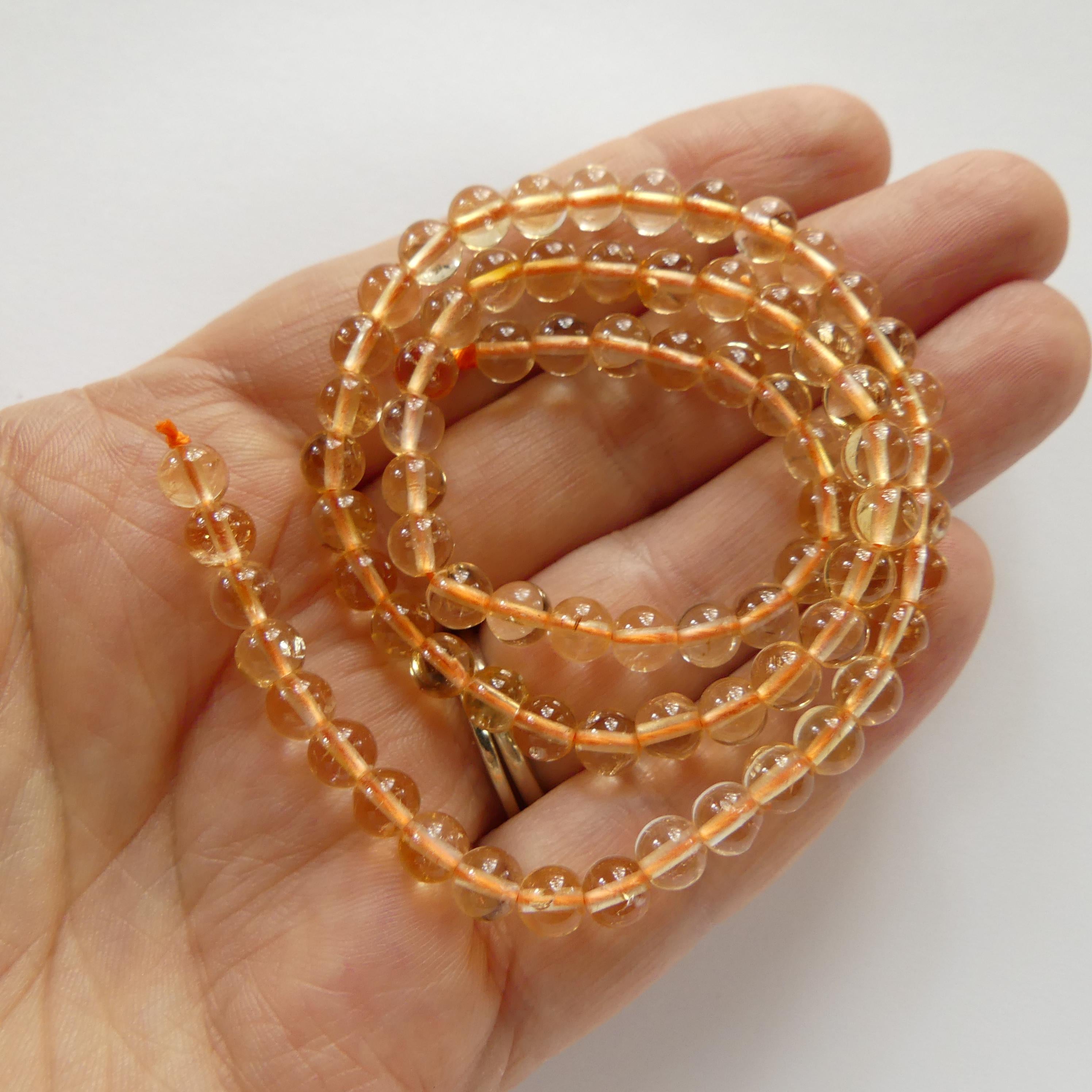 5mm Natural AAA Citrine Smooth Beads 15" Genuine Gemstone Beads Jewelry Making Beading Craft Gift Beads November Birthstone