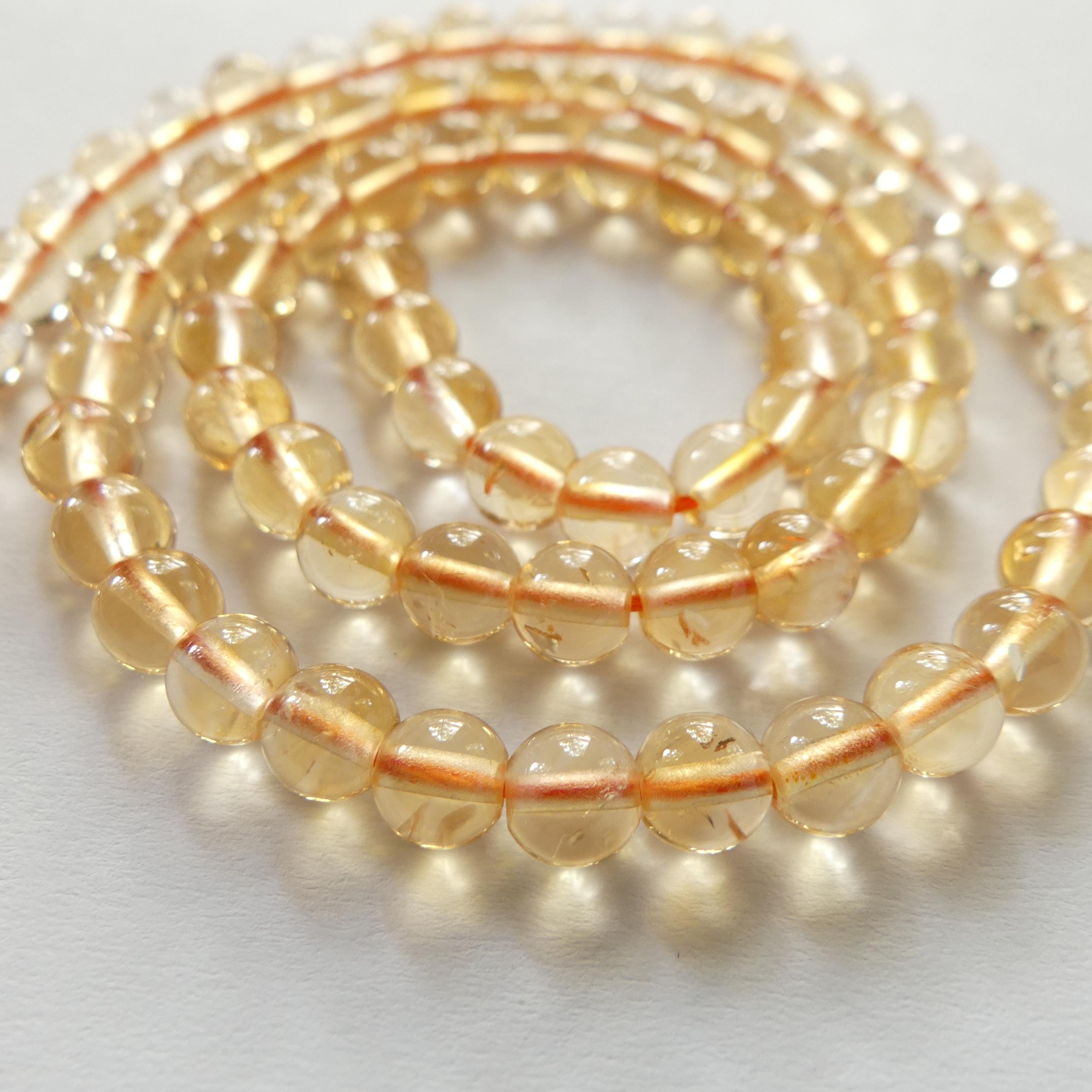 5mm Natural AAA Citrine Smooth Beads 15" Genuine Gemstone Beads Jewelry Making Beading Craft Gift Beads November Birthstone