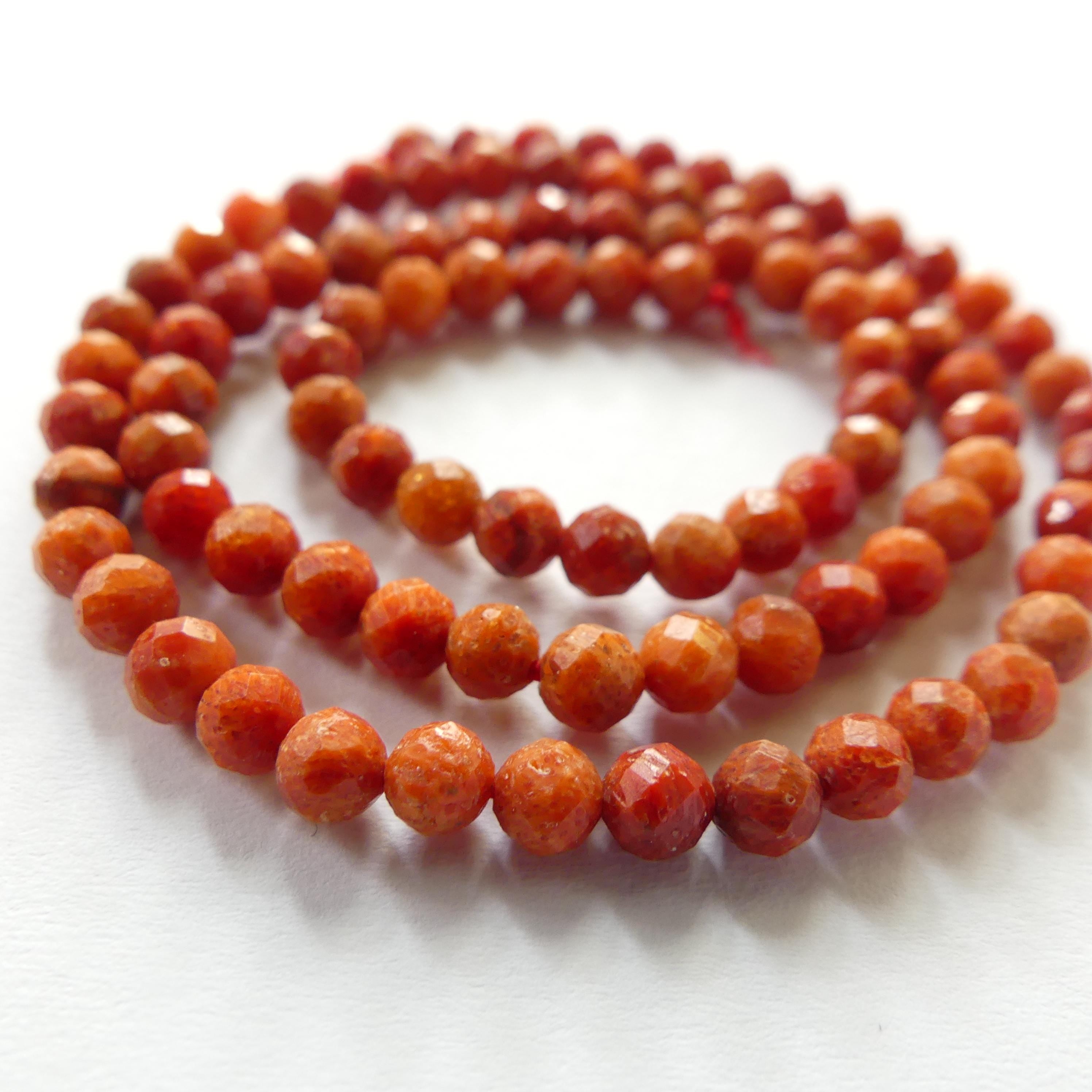 4mm Natural Coral Beads Micro Faceted Beads Genuine Coral Beads 15" Gemstone Beads for Jewelry Making Gift for crafter