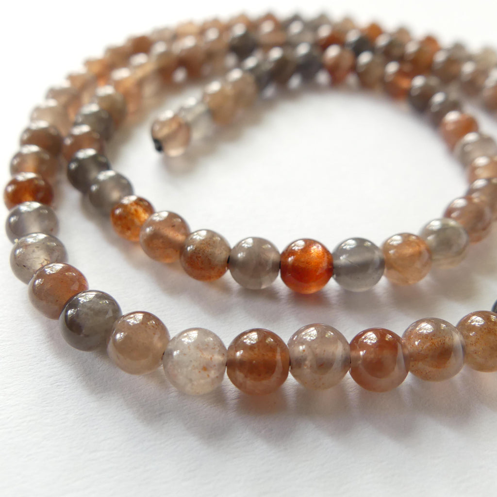 4mm Brown Sunstone Beads Smooth Black Sunstone Rare Beads 15" Genuine Gemstone Sparkly Beads for Jewelry Making Beading Craft Gift Beads