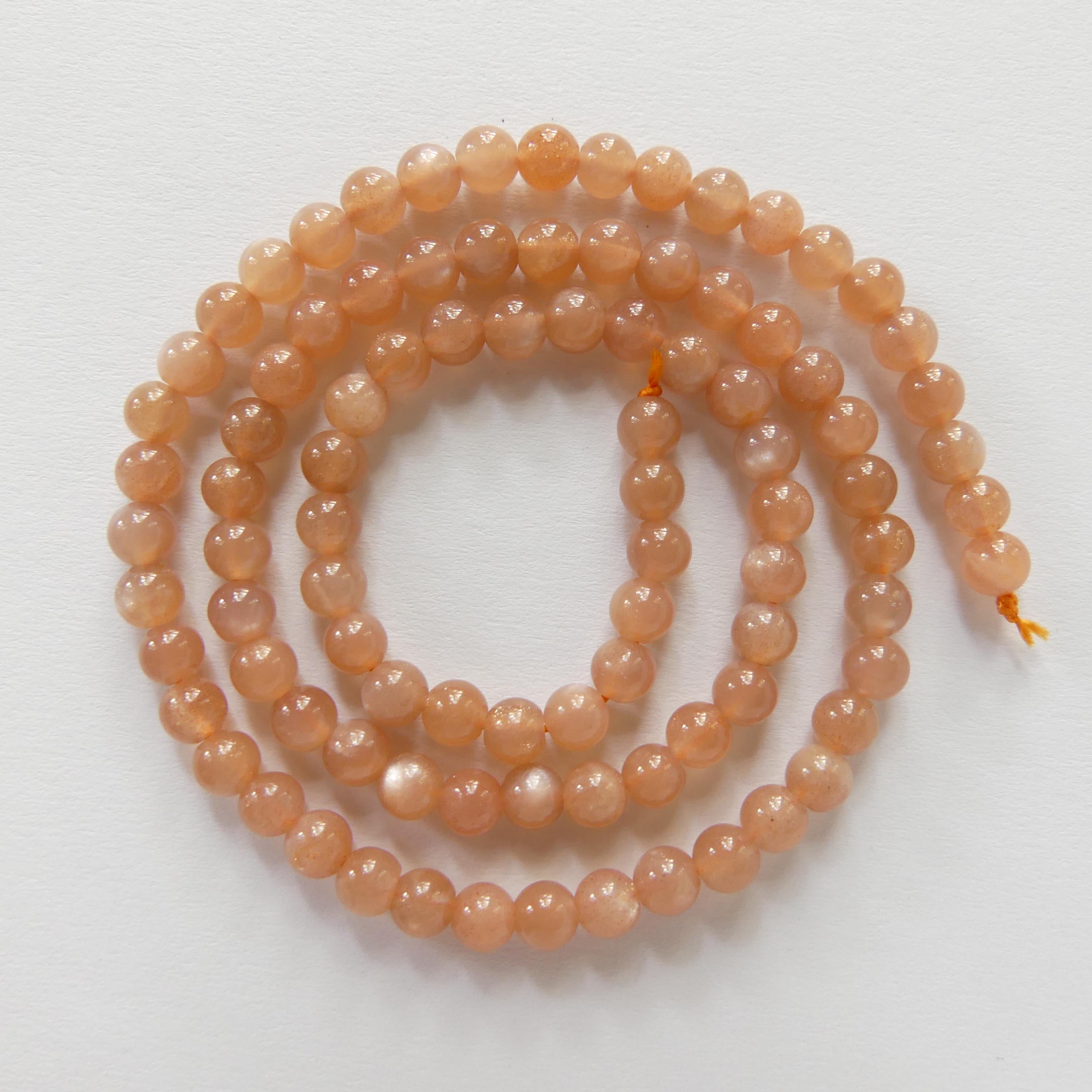4mm AAA Peach Moonstone Smooth Beads 15" Smooth Gemstone Beads Beading Crafter Gift June Birthstone DIY Jewelry