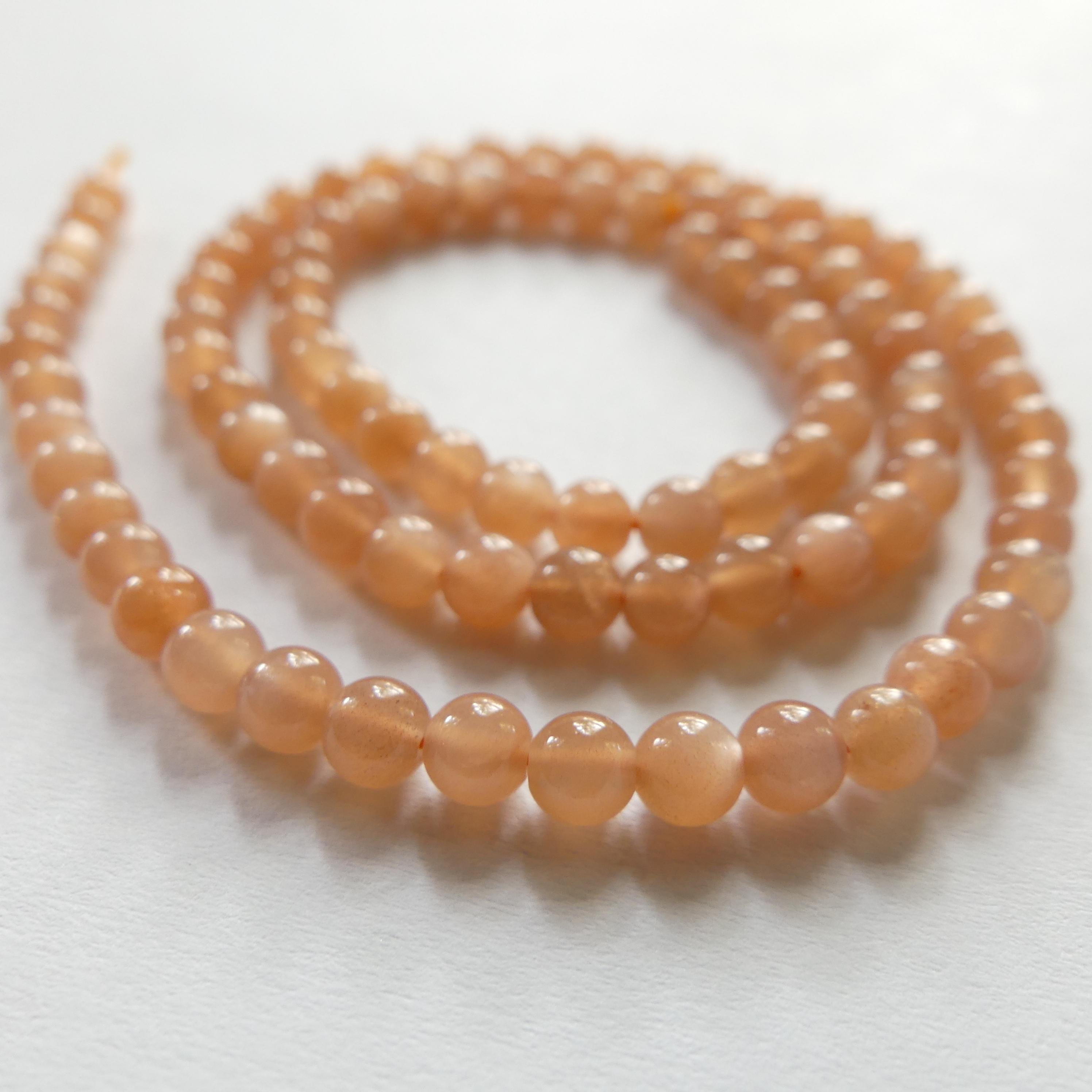 4mm AAA Peach Moonstone Smooth Beads 15" Smooth Gemstone Beads Beading Crafter Gift June Birthstone DIY Jewelry