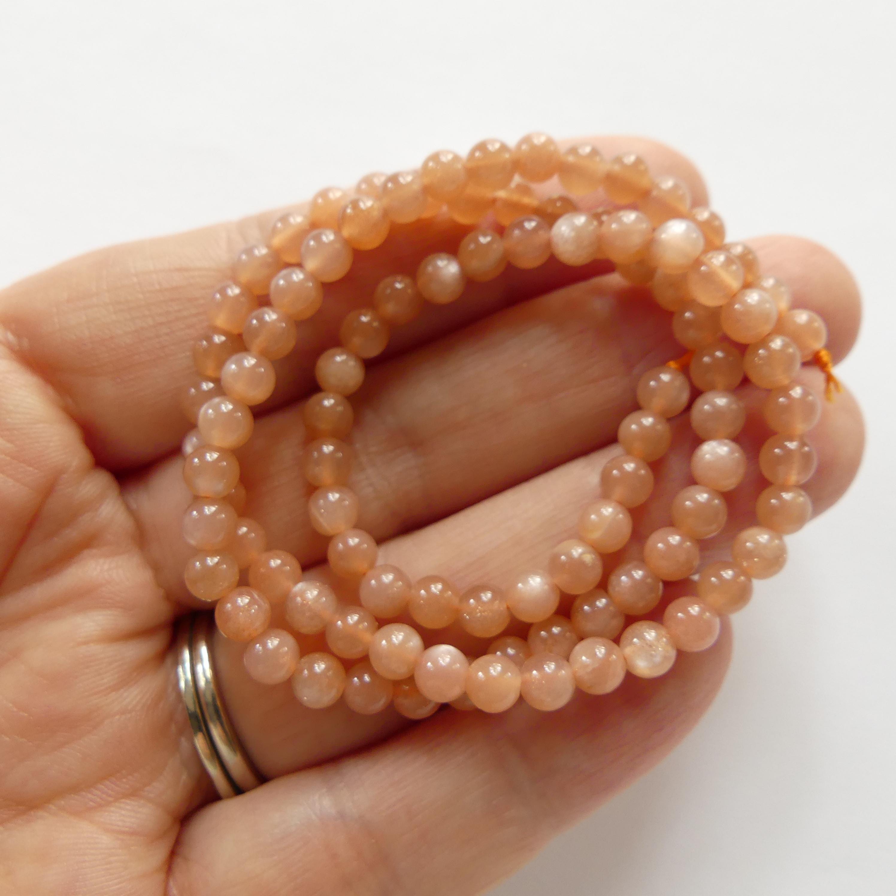 4mm AAA Peach Moonstone Smooth Beads 15" Smooth Gemstone Beads Beading Crafter Gift June Birthstone DIY Jewelry