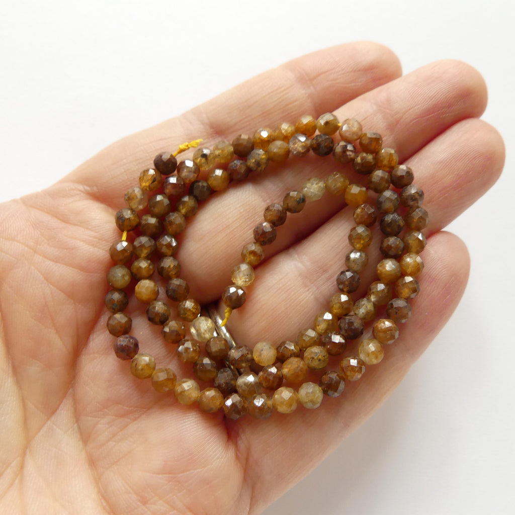 4mm Yellow Sapphire Faceted Beads Genuine Small Beads 15" September Birthstone Beads Gemstone Beads for Jewelry Making