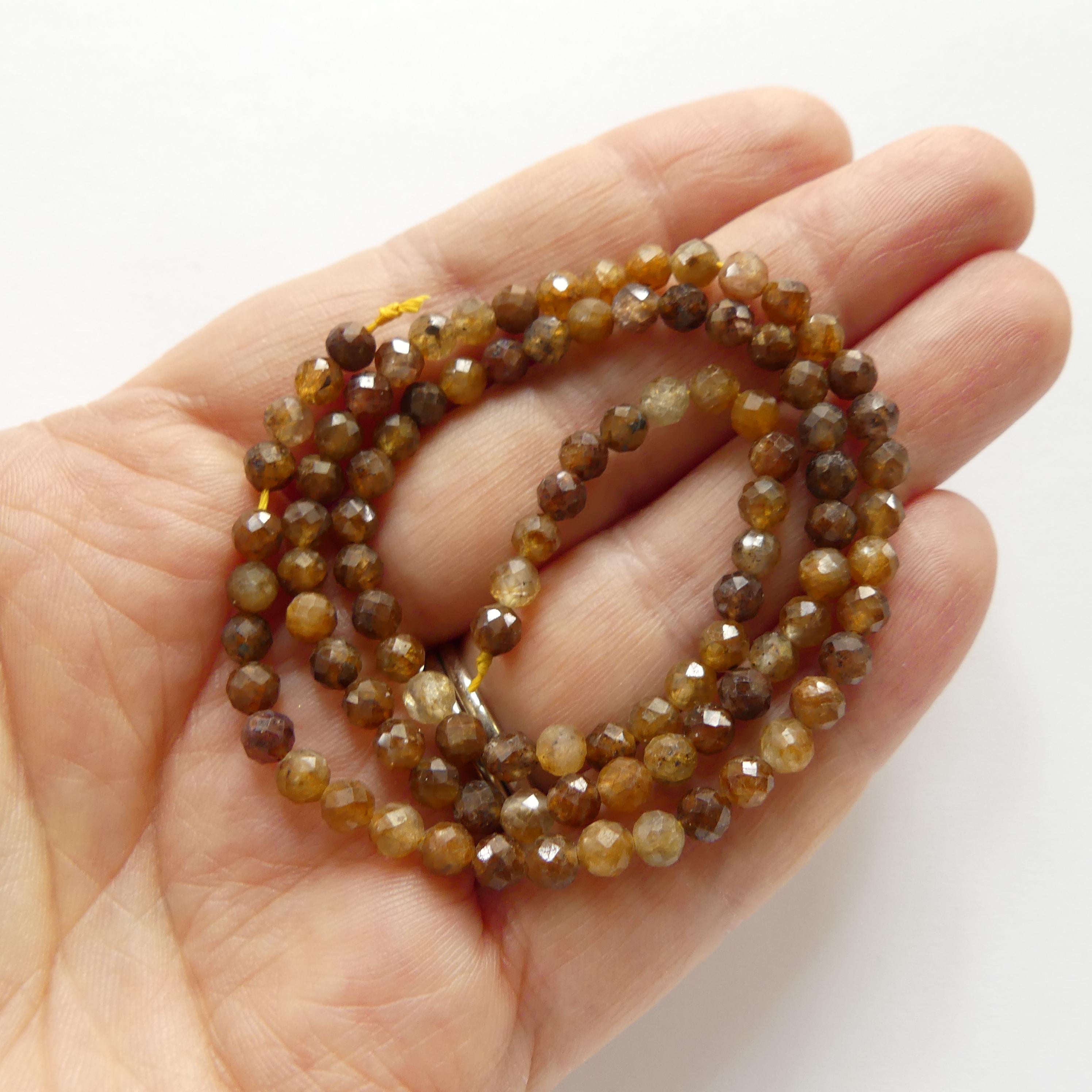 4mm Yellow Sapphire Faceted Beads Genuine Small Beads 15" September Birthstone Beads Gemstone Beads for Jewelry Making
