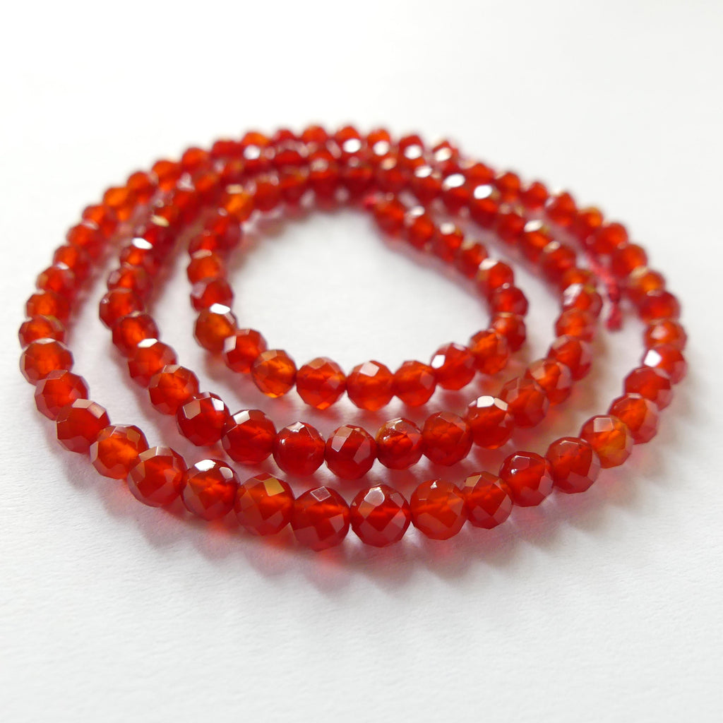 4mm Red Agate Faceted Beads 15" Genuine Red Agate Gemstone Beads Jewelry Making Beading Craft Gift Self-Love Abundance