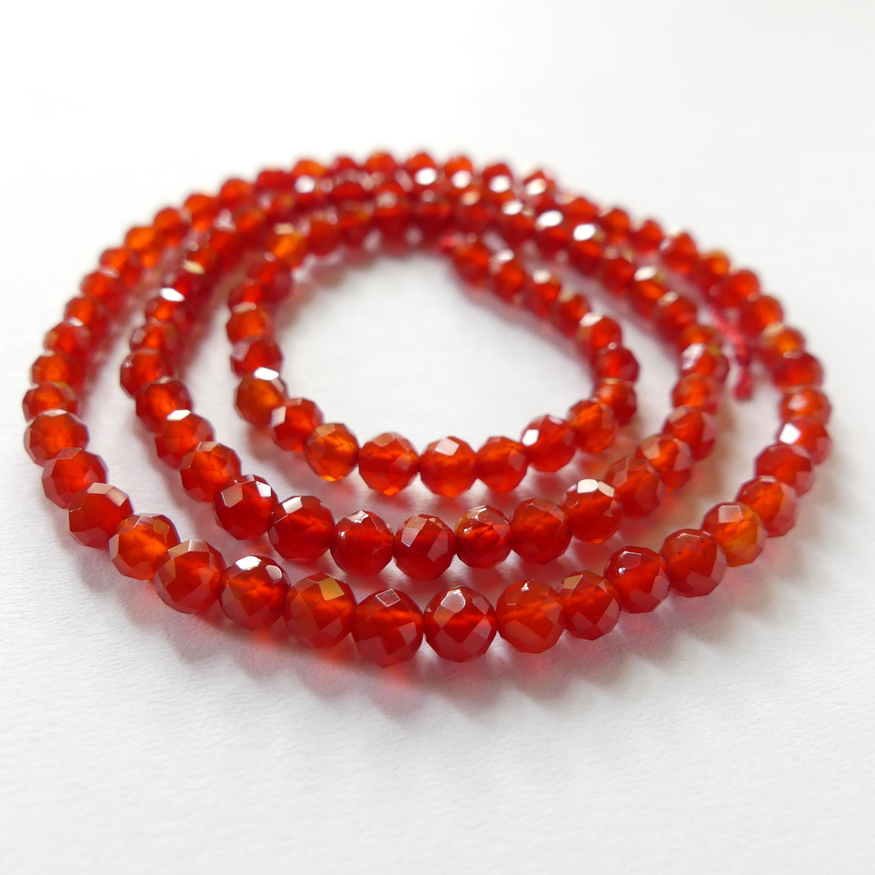 4mm Red Agate Faceted Beads 15" Genuine Red Agate Gemstone Beads Jewelry Making Beading Craft Gift Self-Love Abundance