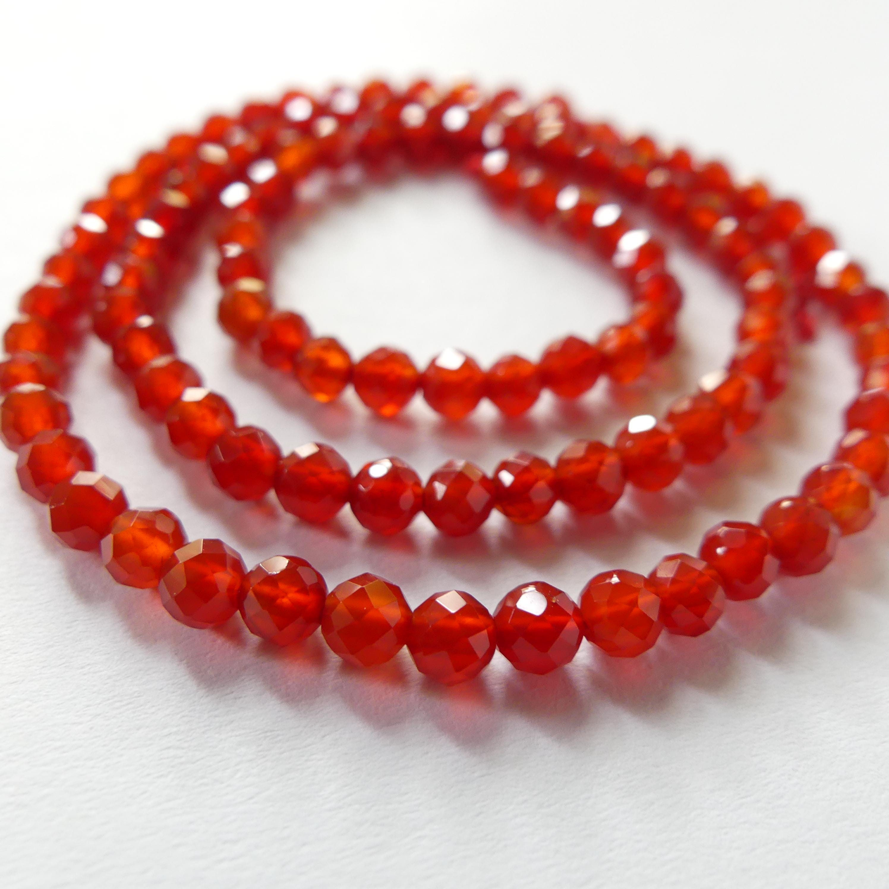 4mm Red Agate Faceted Beads 15" Genuine Red Agate Gemstone Beads Jewelry Making Beading Craft Gift Self-Love Abundance