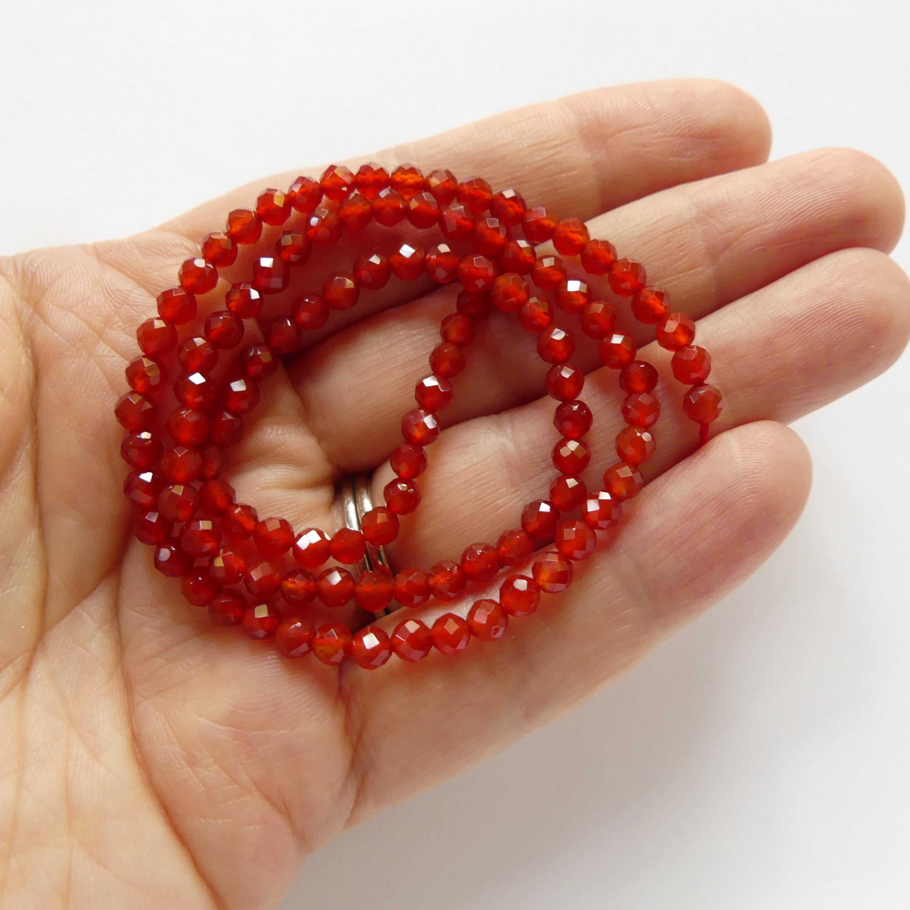 4mm Red Agate Faceted Beads 15" Genuine Red Agate Gemstone Beads Jewelry Making Beading Craft Gift Self-Love Abundance