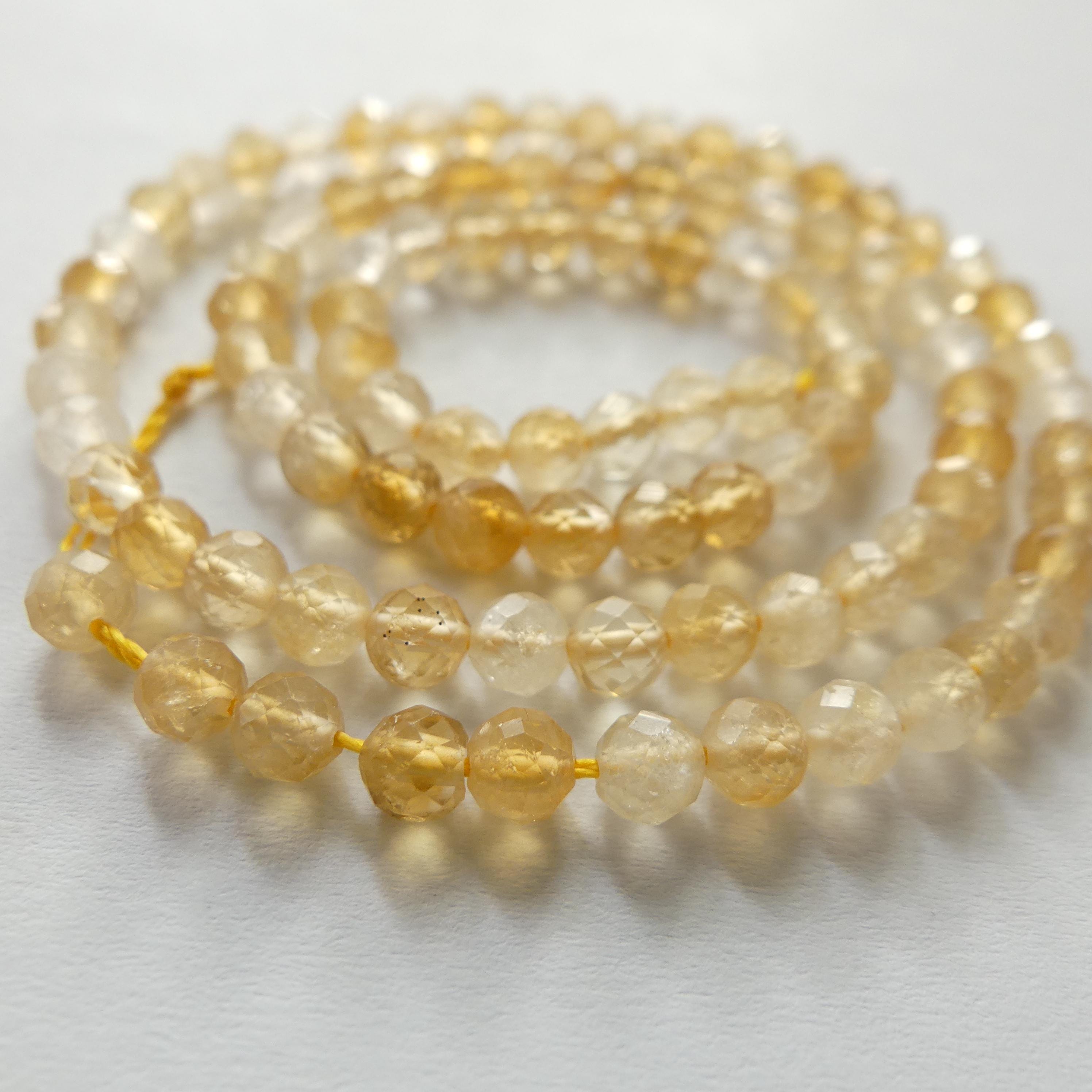 4mm Natural Citrine Beads Micro Faceted 15" Genuine Gemstone Beads for Jewelry Making Beading Craft Gift Beads November Birthstone