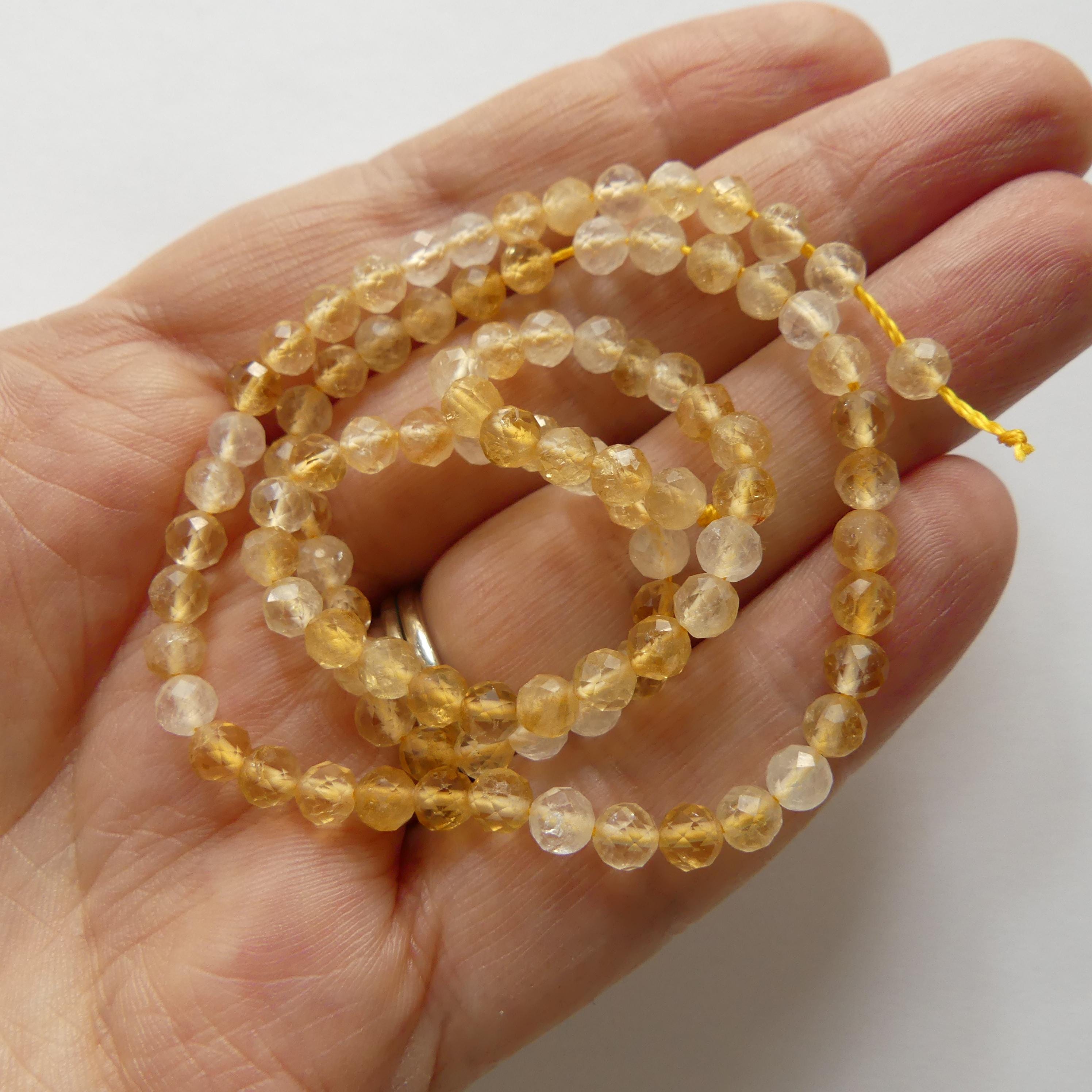 4mm Natural Citrine Beads Micro Faceted 15" Genuine Gemstone Beads for Jewelry Making Beading Craft Gift Beads November Birthstone