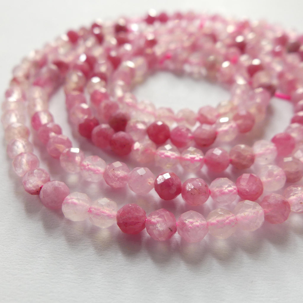 4mm Rare Rhodonite Beads in Quartz Matrix Faceted 15" Pink Genuine Gemstone Beads for Jewelry Making Beading Craft Gift Beads Self-Love