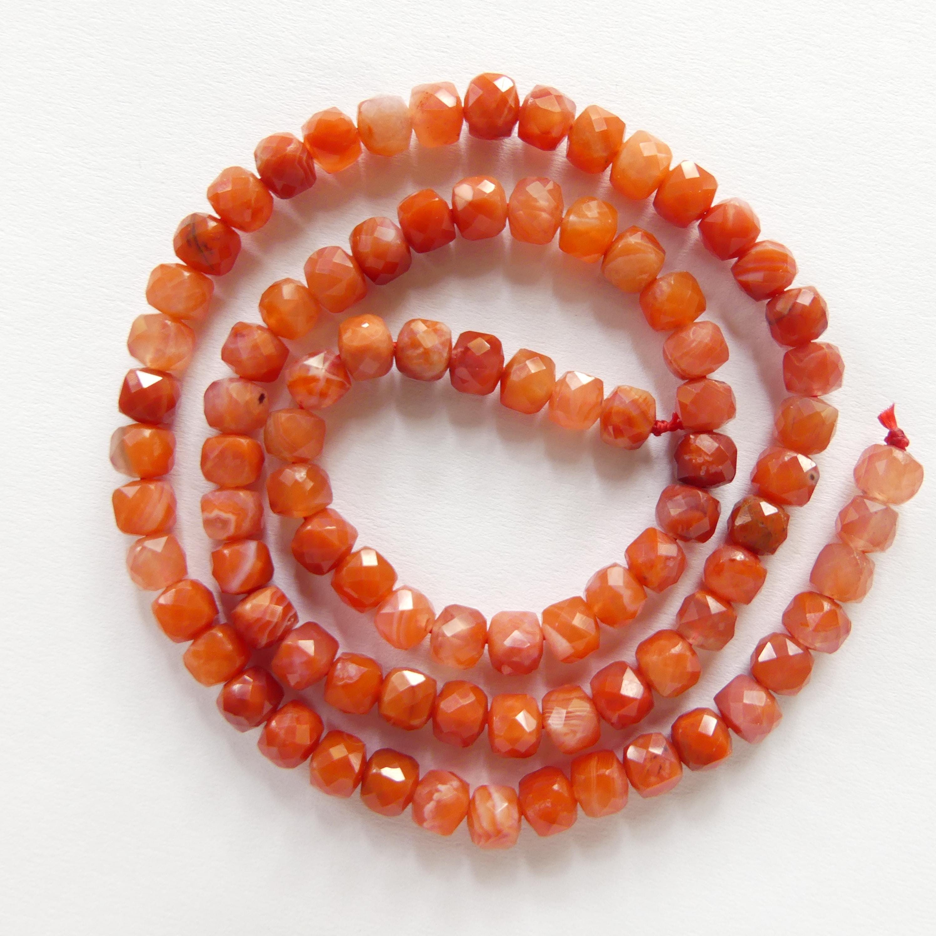 4mm Natural AAA Carnelian Beads Faceted Cube Beads 15" Genuine Gemstone Beads Jewelry Making Beading Craft Gift Beads Self-Love Abundance