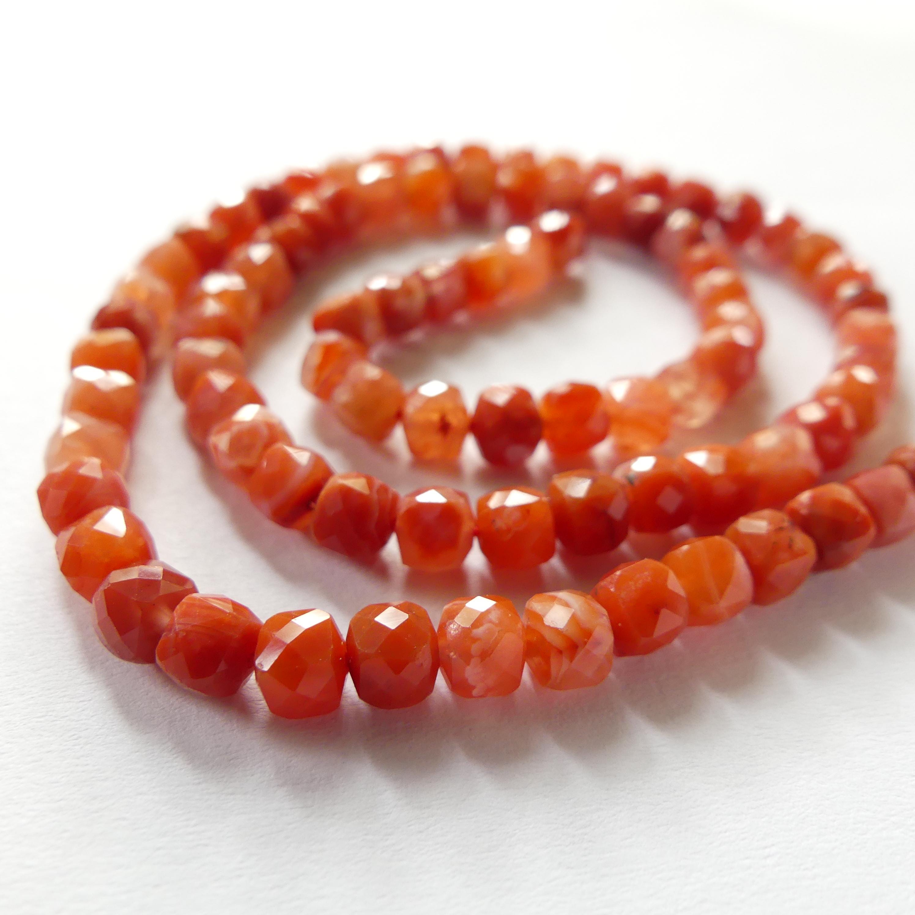 4mm Natural AAA Carnelian Beads Faceted Cube Beads 15" Genuine Gemstone Beads Jewelry Making Beading Craft Gift Beads Self-Love Abundance