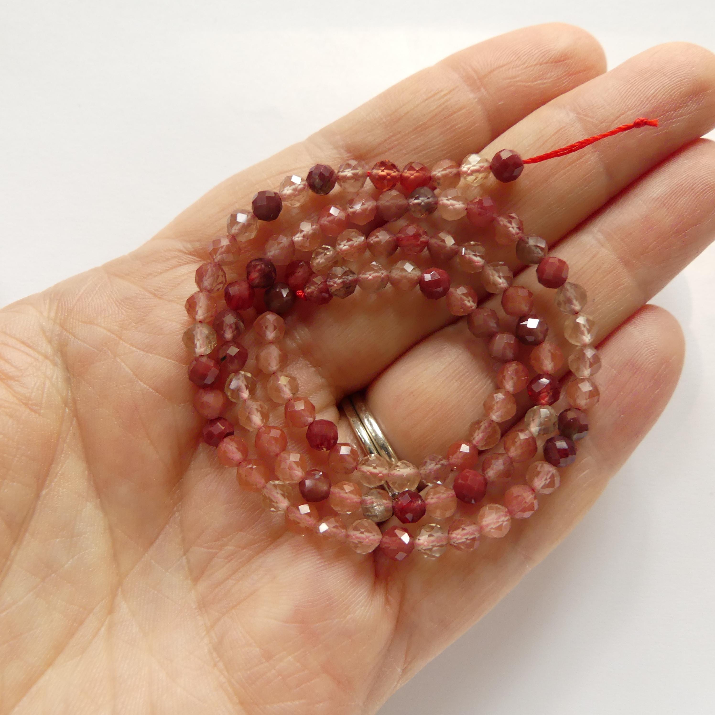 4mm Rare Andesine Faceted Beads 15" Red Genuine Sparkly Gemstone Beads for Jewelry Making Beading Craft Gift Beads Self-Love Abundance