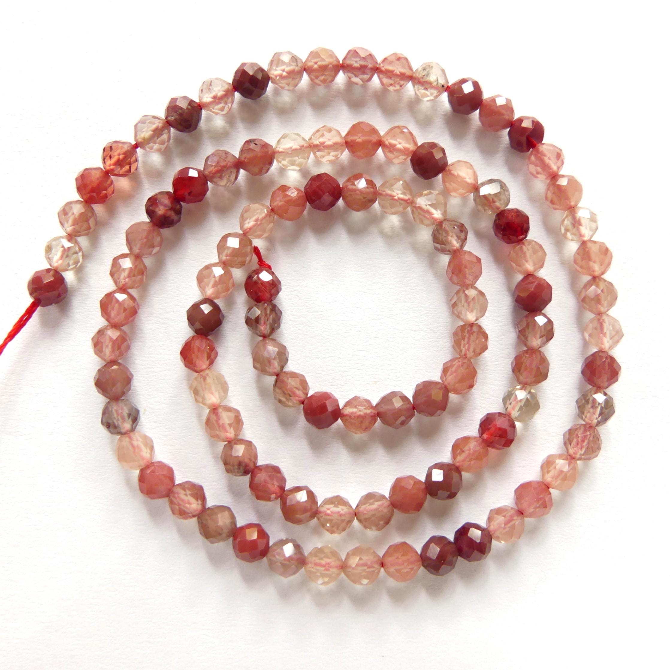 4mm Rare Andesine Faceted Beads 15" Red Genuine Sparkly Gemstone Beads for Jewelry Making Beading Craft Gift Beads Self-Love Abundance