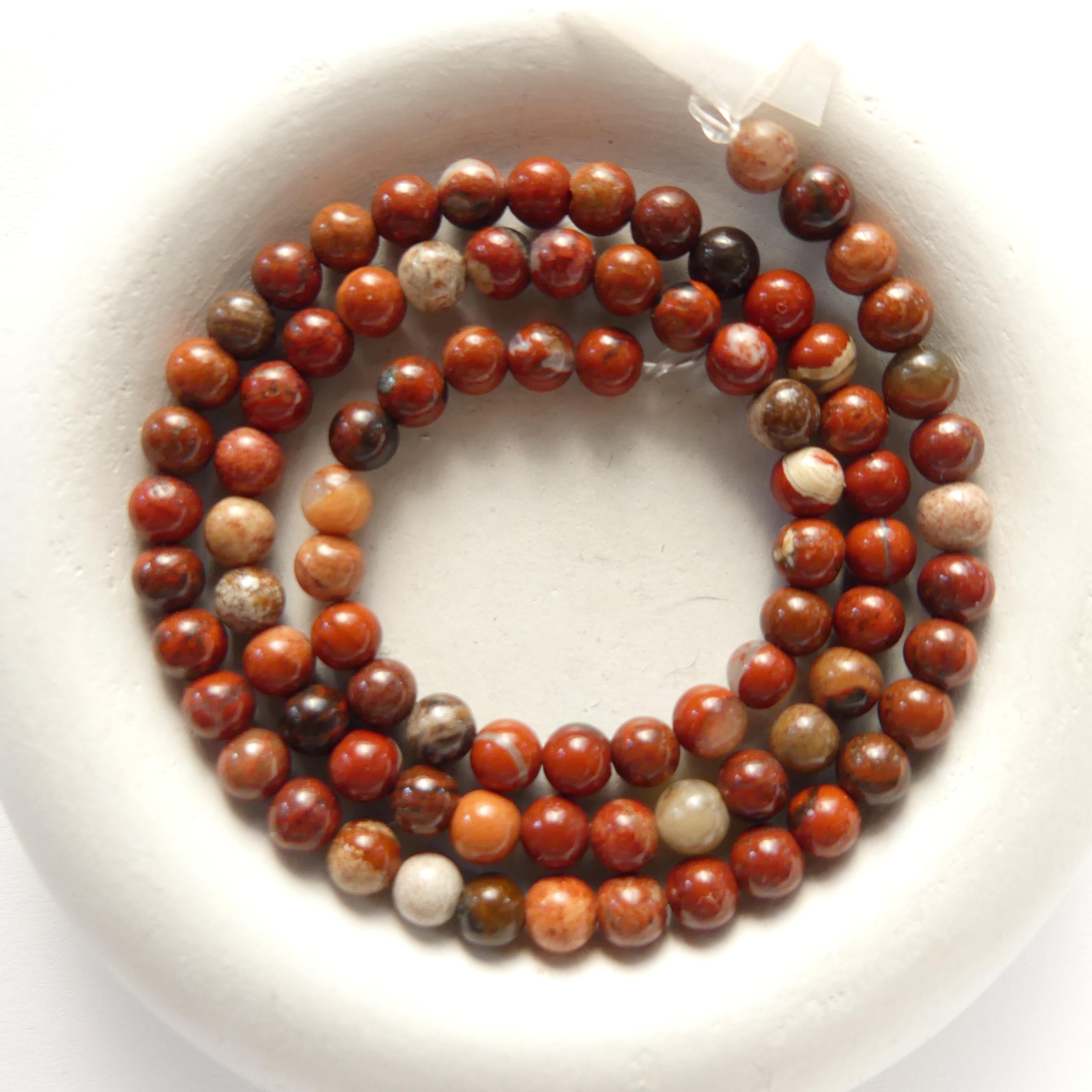 4mm 5mm Red Jasper Beads Smooth Genuine Small Brecciated Jasper Beads 15" Gemstone Beads for Jewelry Making Beading Gift for Crafter