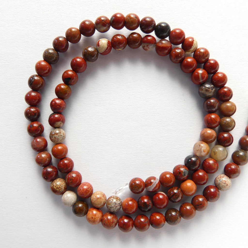 4mm 5mm Red Jasper Beads Smooth Genuine Small Brecciated Jasper Beads 15" Gemstone Beads for Jewelry Making Beading Gift for Crafter