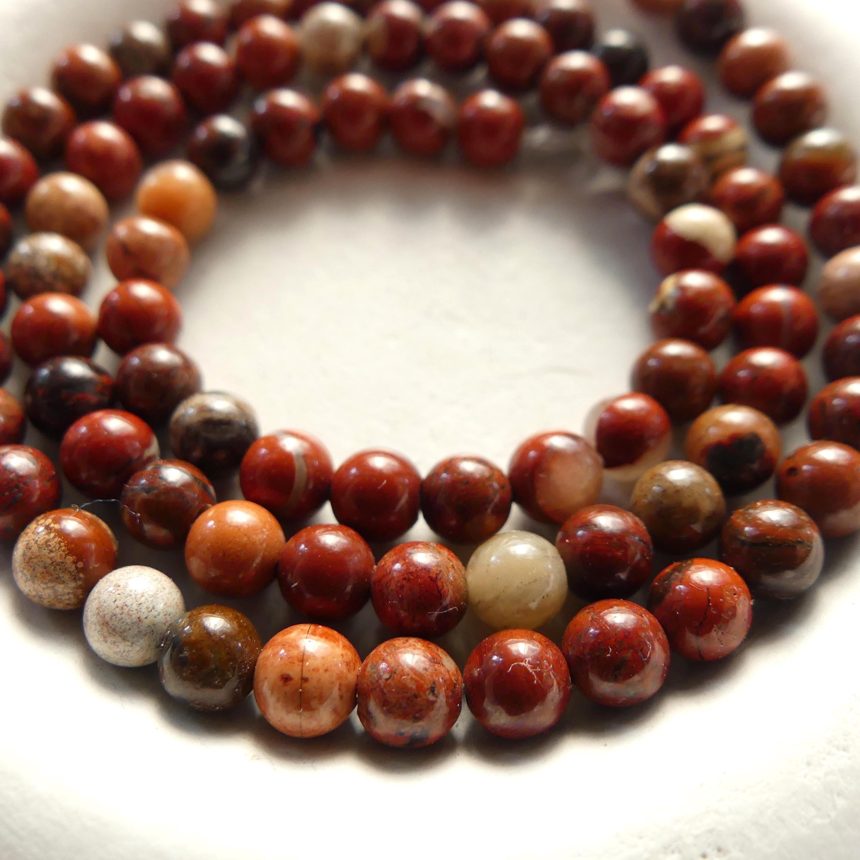 4mm 5mm Red Jasper Beads Smooth Genuine Small Brecciated Jasper Beads 15" Gemstone Beads for Jewelry Making Beading Gift for Crafter