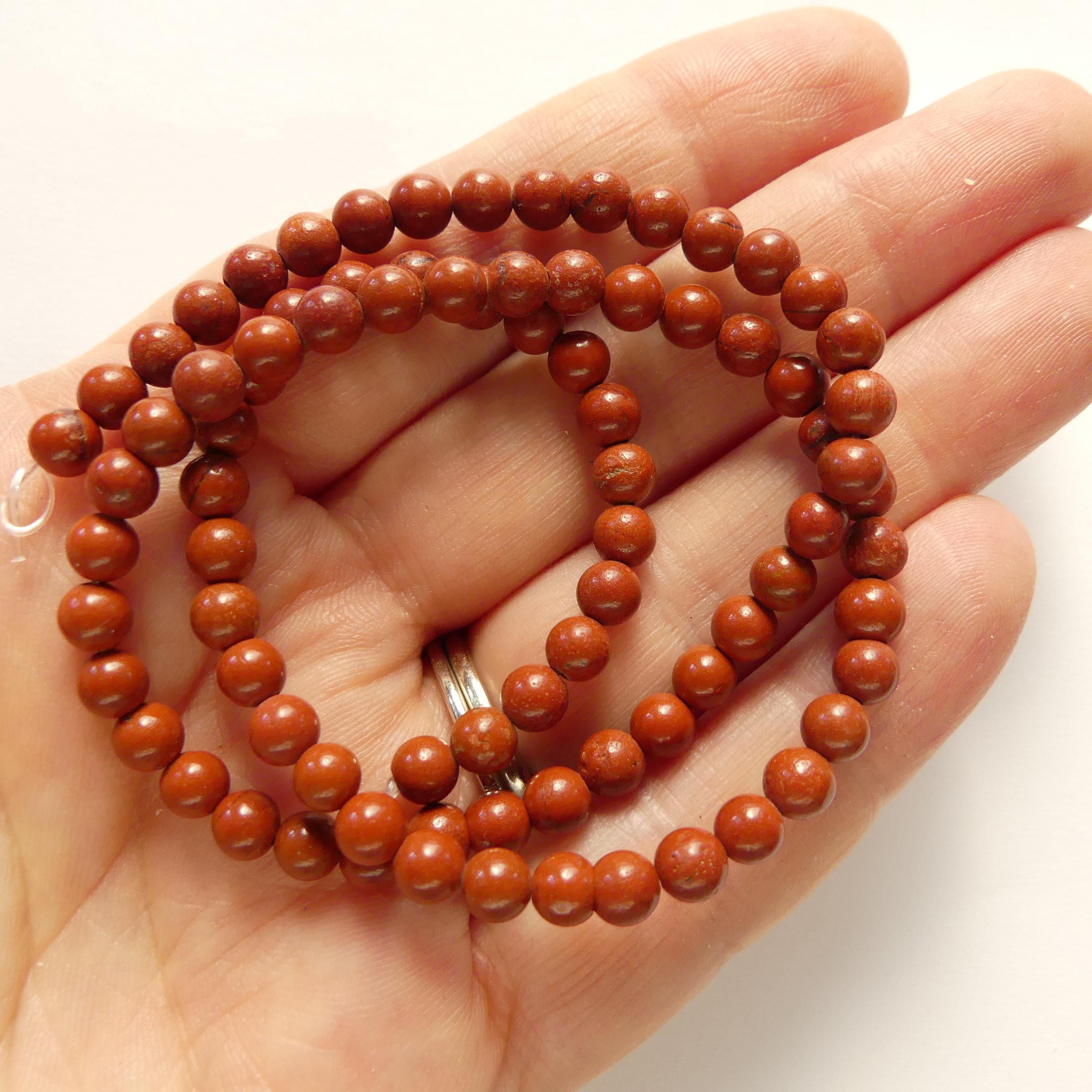 4mm 5mm Red Jasper Beads Smooth Genuine Jasper Beads 15" Gemstone Beads for Jewelry Making Beading Gift for Crafter