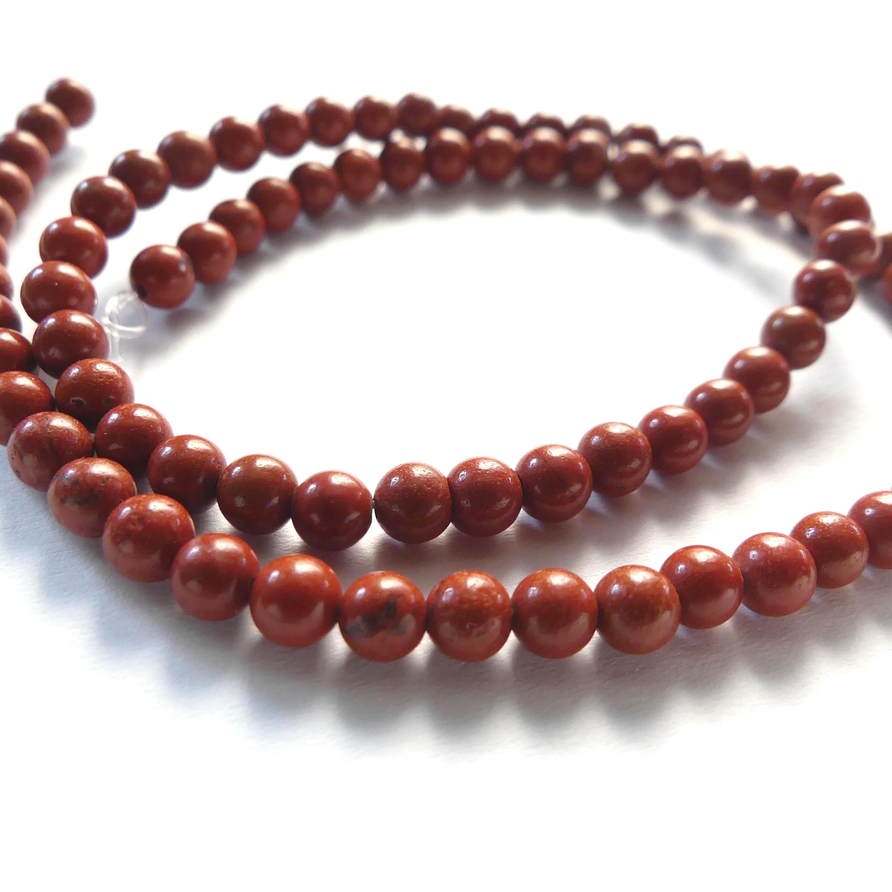 4mm 5mm Red Jasper Beads Smooth Genuine Jasper Beads 15" Gemstone Beads for Jewelry Making Beading Gift for Crafter
