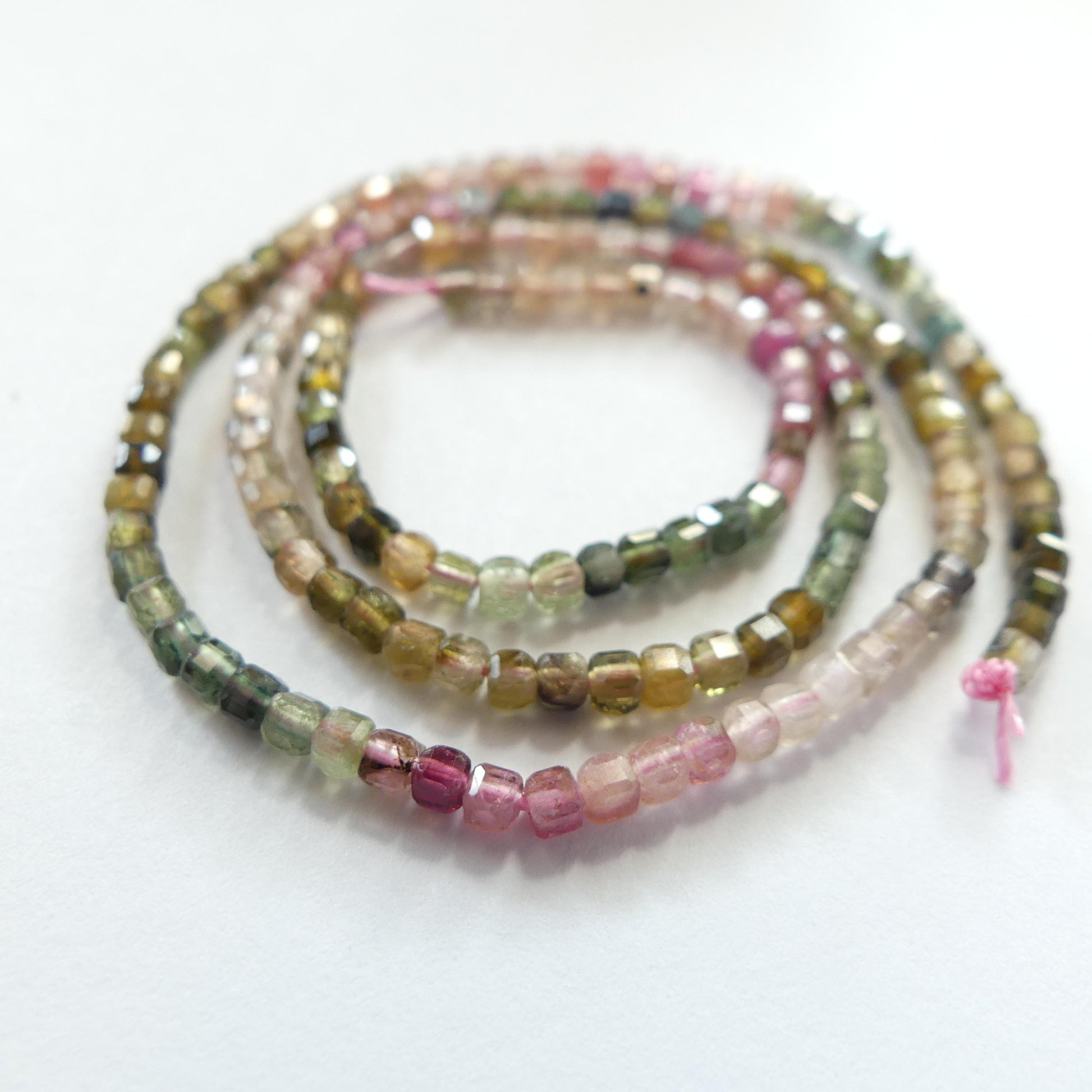 2mm AAA Watermelon Tourmaline Micro Faceted Cube Beads 15" Transparent Rainbow Ombre Gemstone Beads for Jewelry Making Crafter Beading Gift