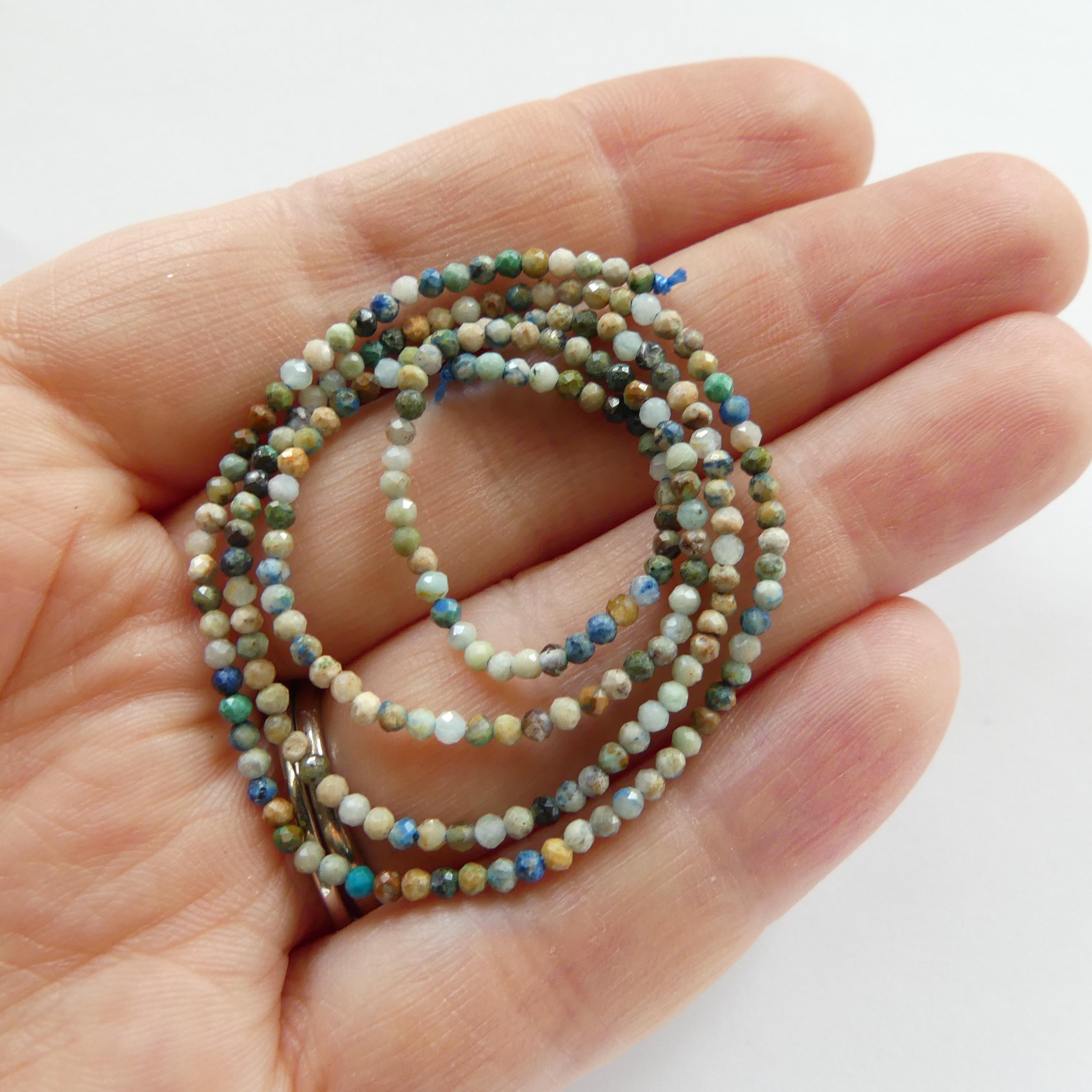 2mm Azurite Beads Micro Faceted 15" Real Azurite Gemstone Beads Beading Crafter Gift DIY Jewelry making