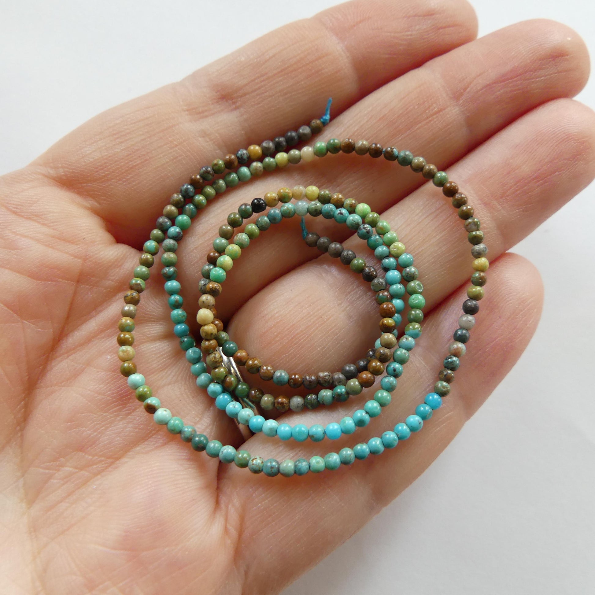 2mm Arizona Turquoise Smooth Beads 15" Blue Green Shaded Turquoise Genuine Gemstone Beads for Jewelry Making Beading Craft Gift Beads
