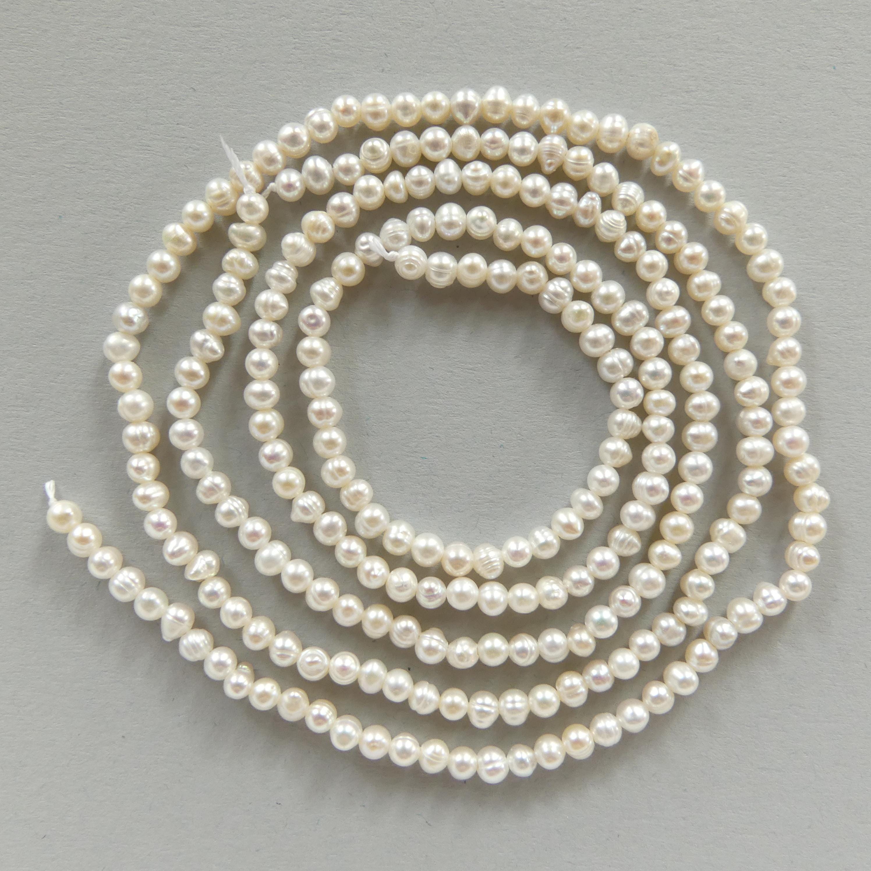 3mm Freshwater Pearl Beads Potato Pearls White Baroque 14.5" Beads Beading Crafter Gift June Birthstone DIY Jewelry