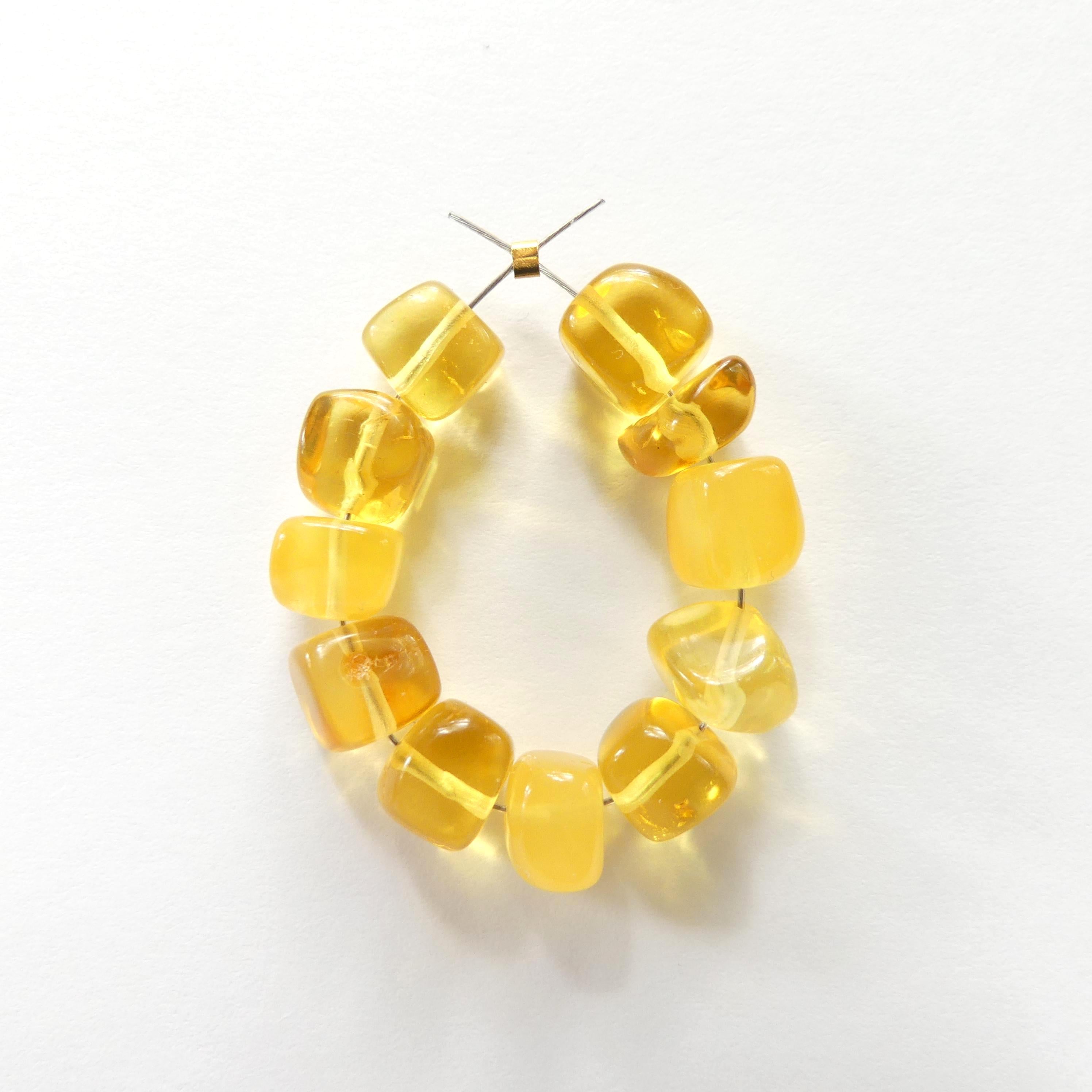 6mm 7mm Baltic Amber Beads Honey Amber Lemon Beads Genuine Amber Nuggets Cubes 11 Pcs