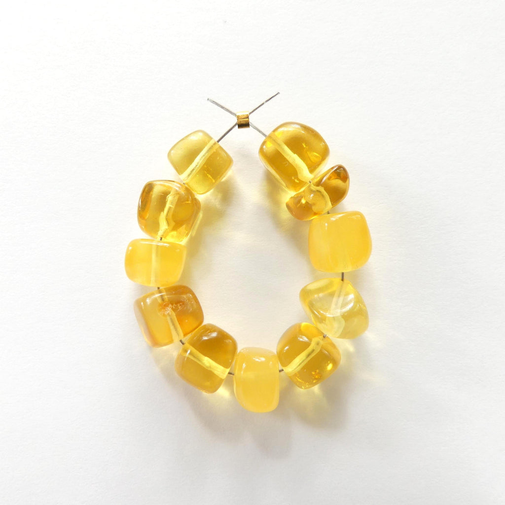 6mm 7mm Baltic Amber Beads Honey Amber Lemon Beads Genuine Amber Nuggets Cubes 11 Pcs