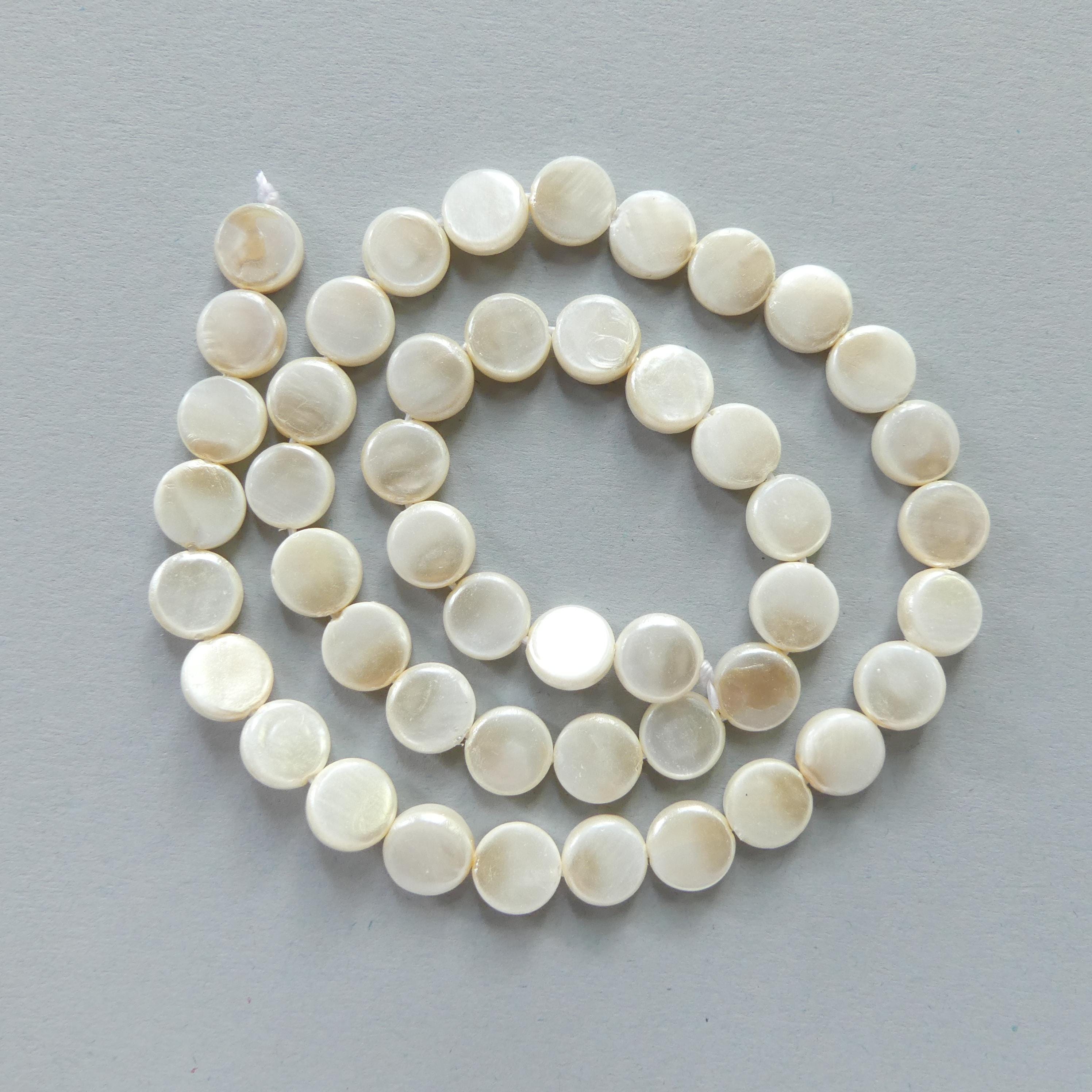 8mm Freshwater Pearl Beads Coin Pearls Cream Baroque 15" Beads Beading Crafter Gift June Birthstone DIY Jewelry