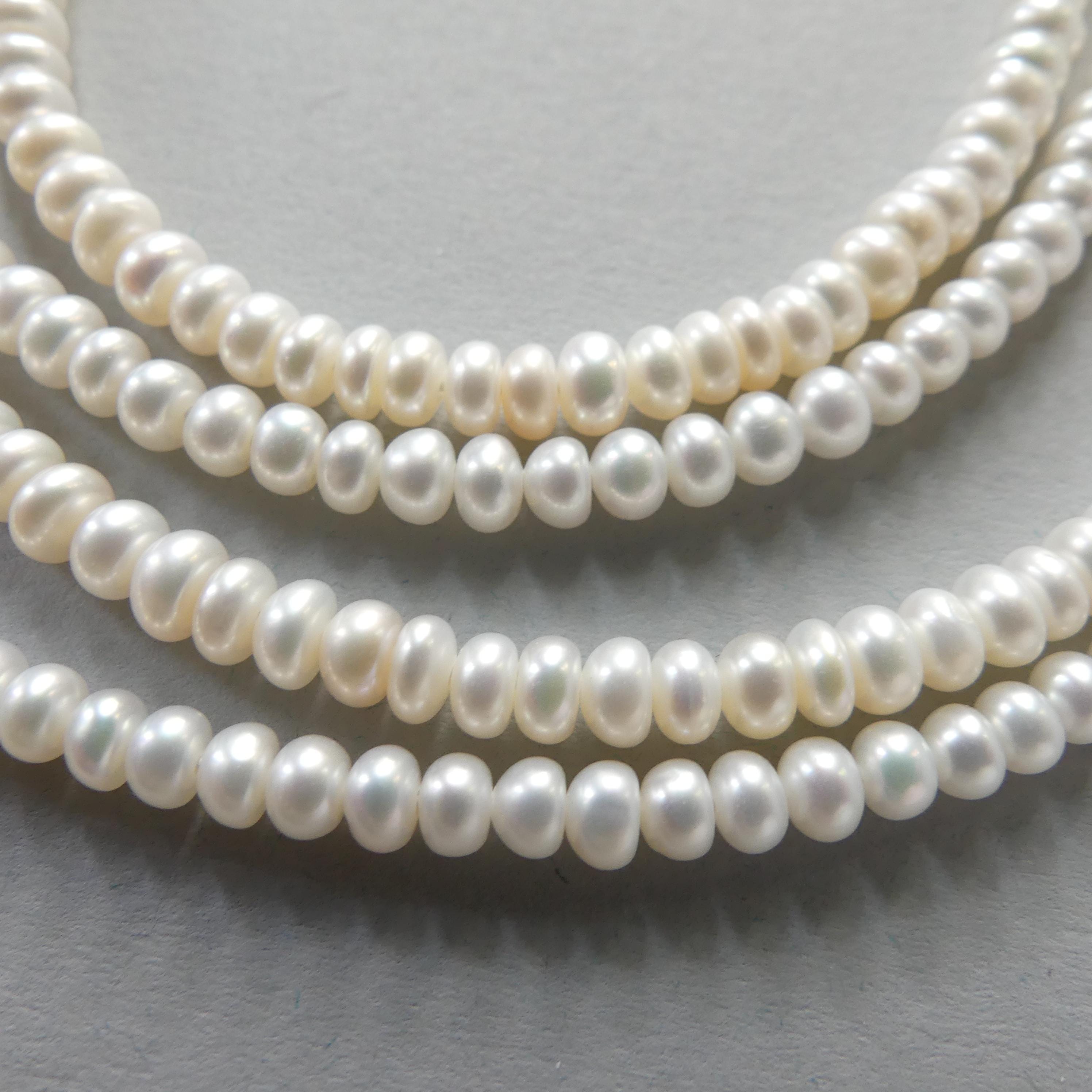 4mm AAAAA Freshwater Pearl Beads Button Pearls White Baroque 15" White Pearl Beads Potato Beading Crafter Gift June Birthstone DIY Jewelry