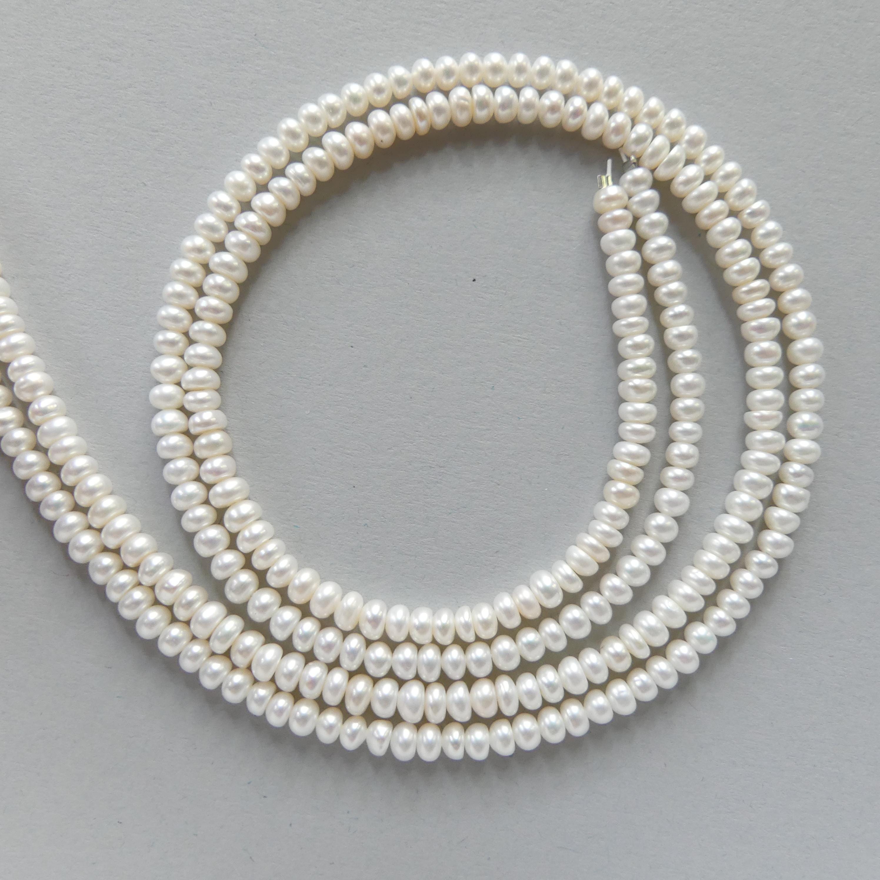 4mm AAAAA Freshwater Pearl Beads Button Pearls White Baroque 15" White Pearl Beads Potato Beading Crafter Gift June Birthstone DIY Jewelry