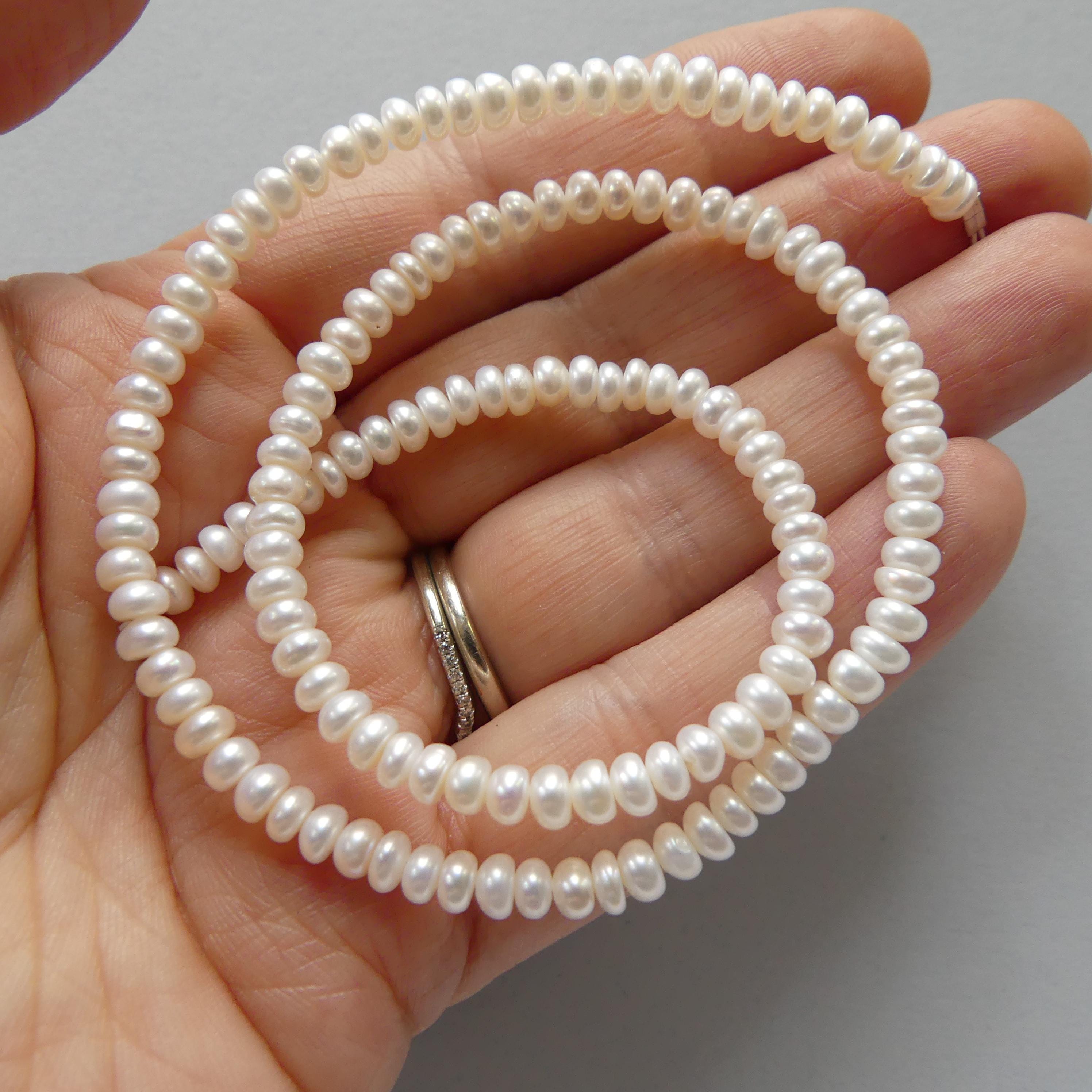 4mm AAAAA Freshwater Pearl Beads Button Pearls White Baroque 15" White Pearl Beads Potato Beading Crafter Gift June Birthstone DIY Jewelry