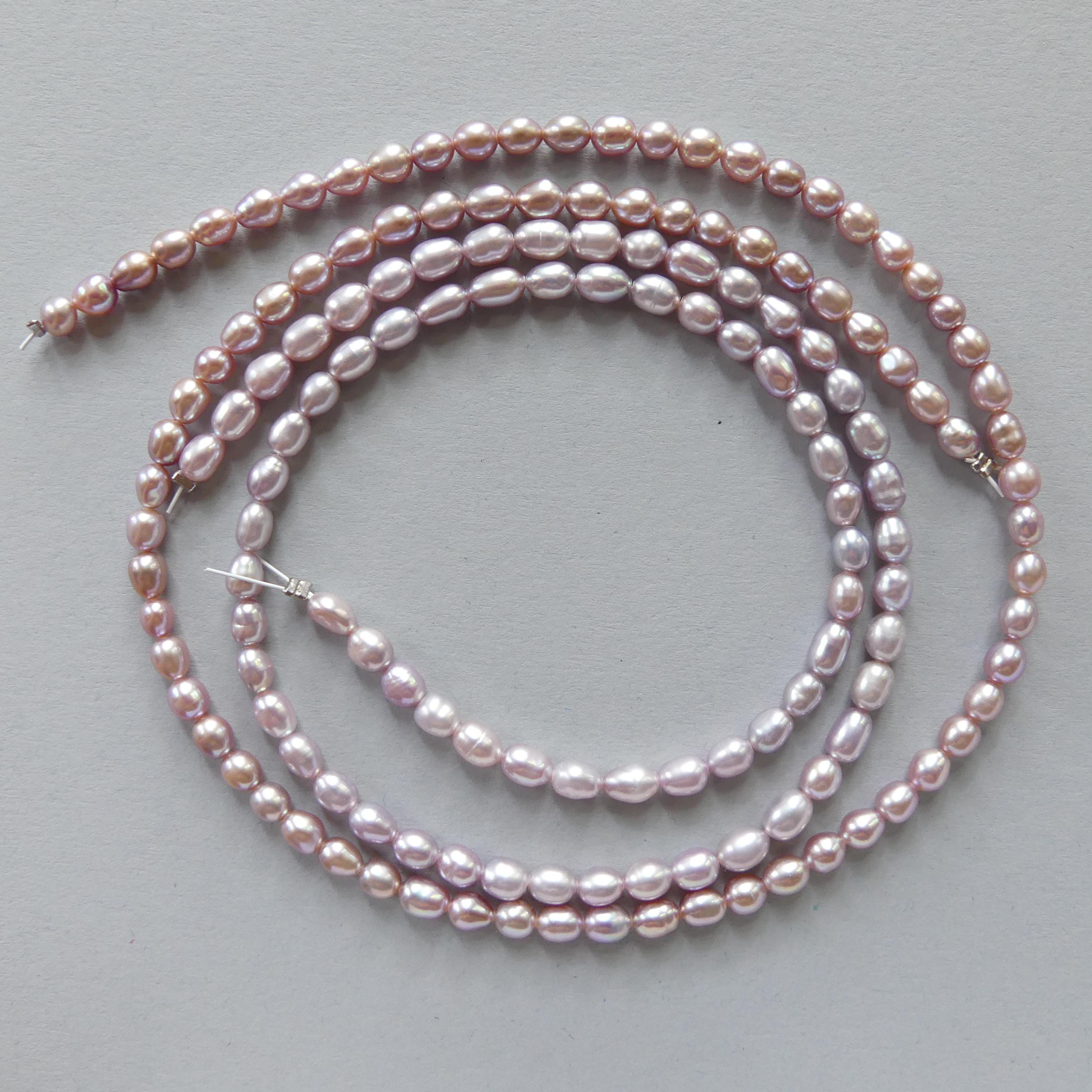 4mm AAAA Freshwater Pearl Beads Rice Shape Pearls Lavender Pink Pearls Baroque 15" Beads Beading Crafter Gift June Birthstone DIY Jewelry