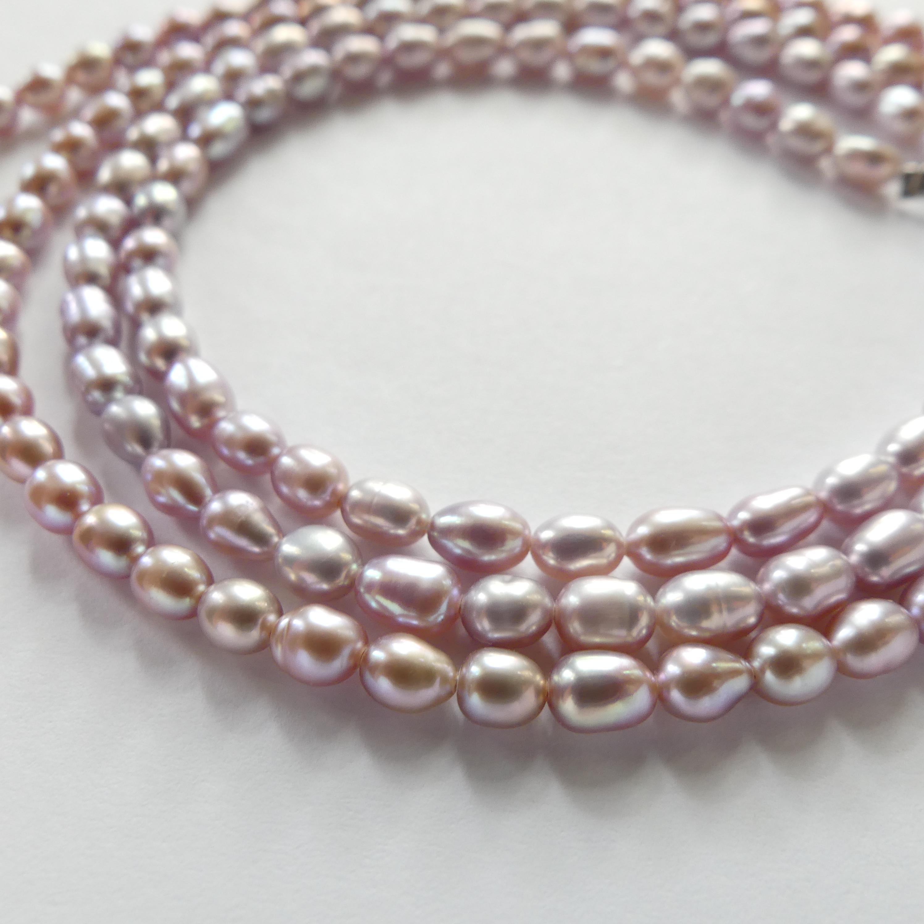 4mm AAAA Freshwater Pearl Beads Rice Shape Pearls Lavender Pink Pearls Baroque 15" Beads Beading Crafter Gift June Birthstone DIY Jewelry