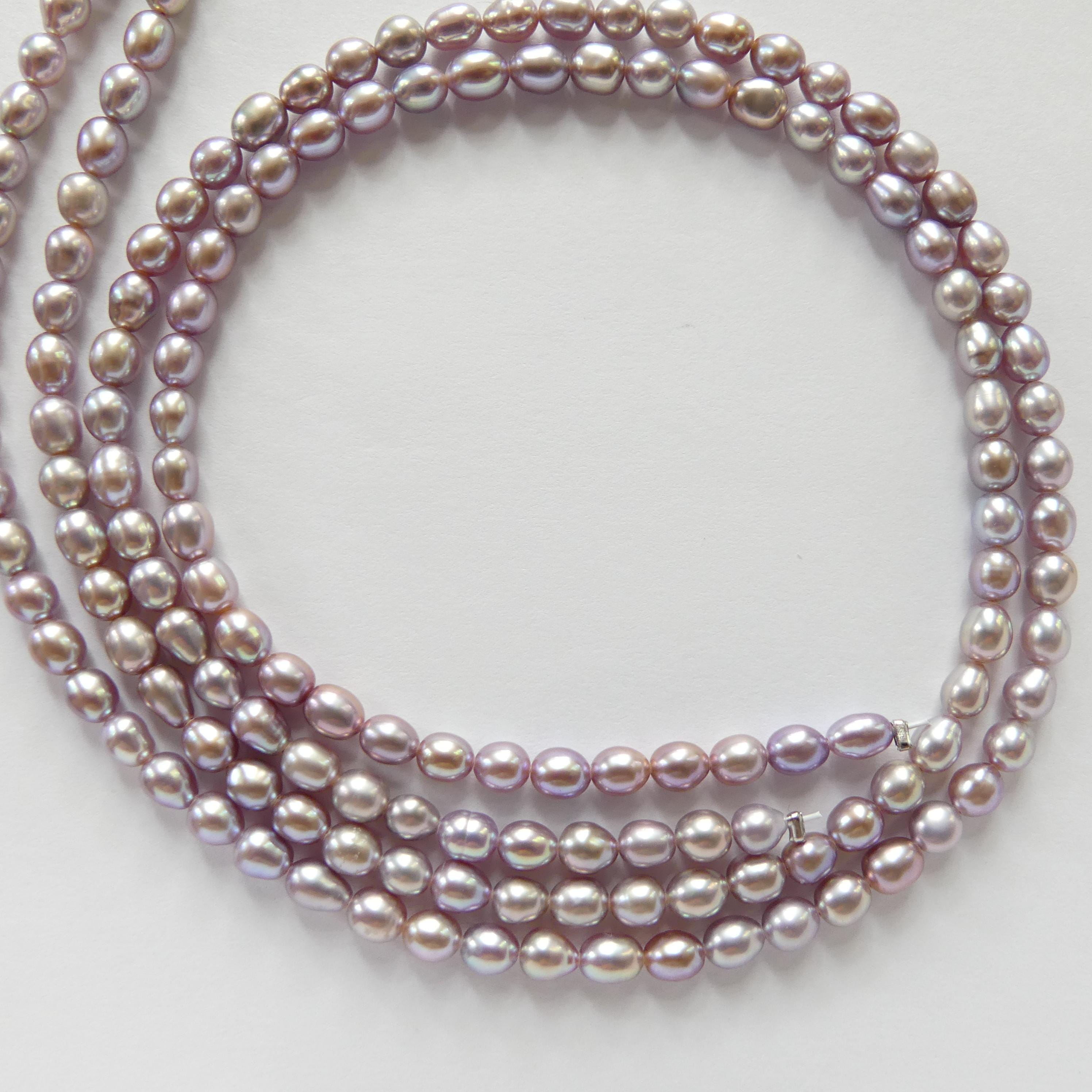 4mm AAAA Freshwater Pearl Beads Rice Shape Pearls Lavender Gray Pearls Baroque 15" Beads Beading Crafter Gift June Birthstone DIY Jewelry