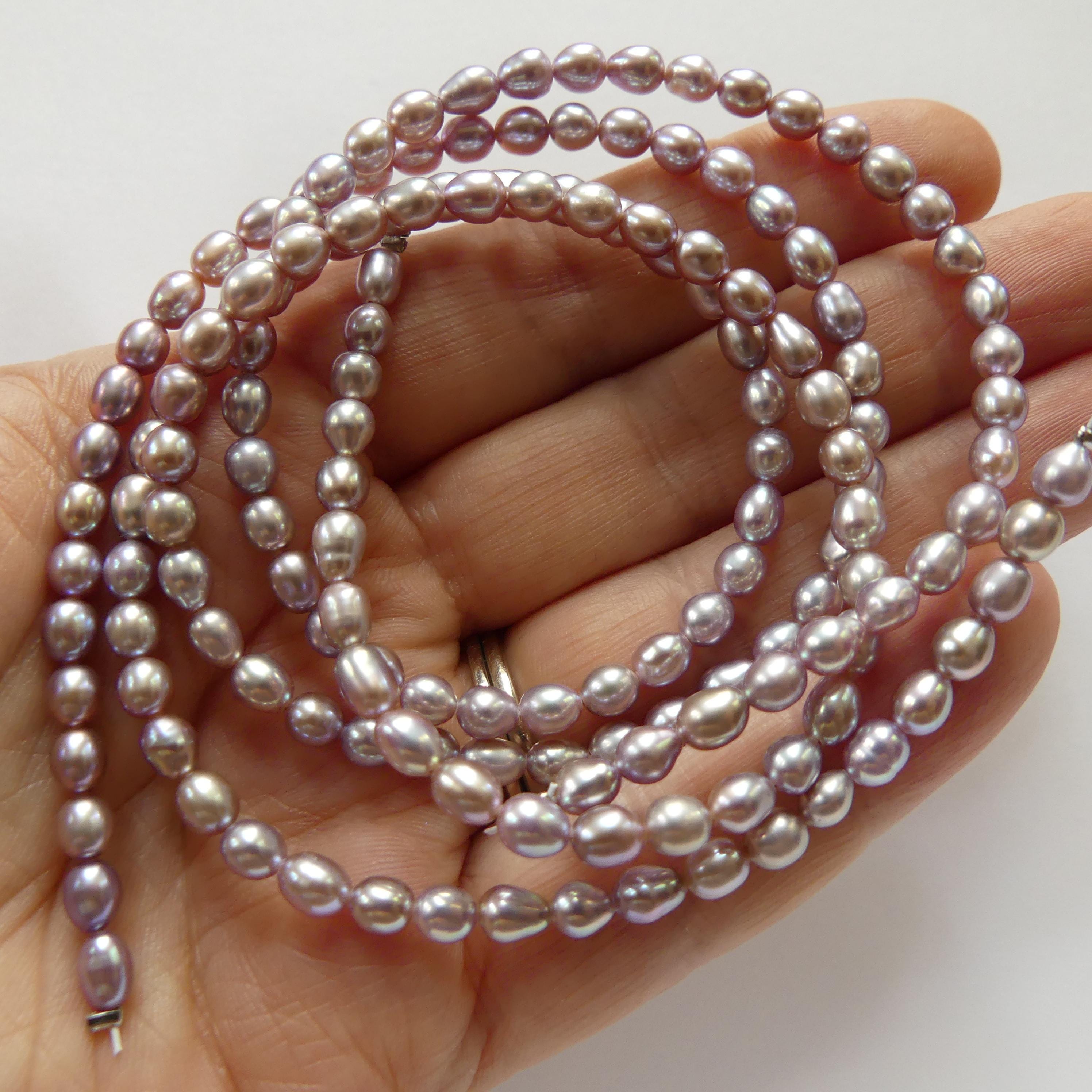 4mm AAAA Freshwater Pearl Beads Rice Shape Pearls Lavender Gray Pearls Baroque 15" Beads Beading Crafter Gift June Birthstone DIY Jewelry