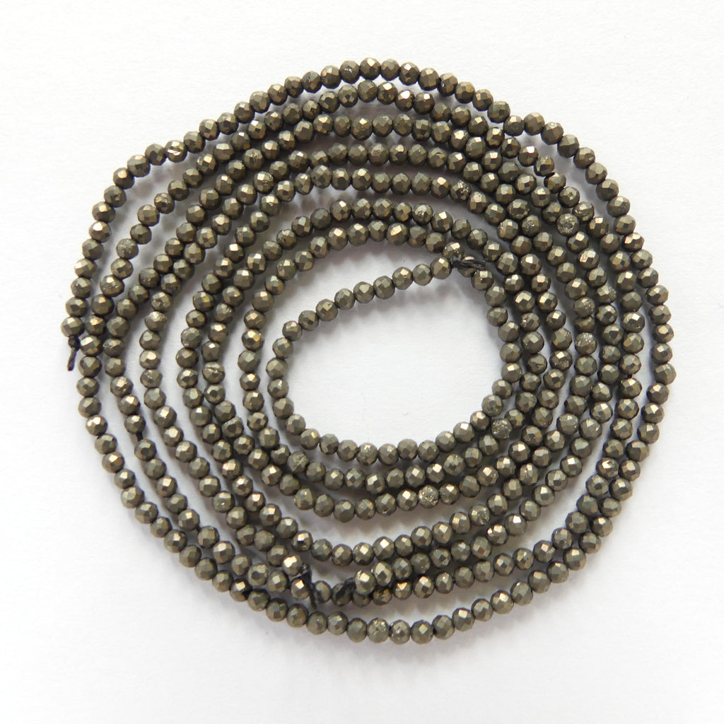 2mm Natural Pyrite Beads Genuine Pyrite Beads 15" Gemstone Beads for Jewelry Making Tiny Seed beads